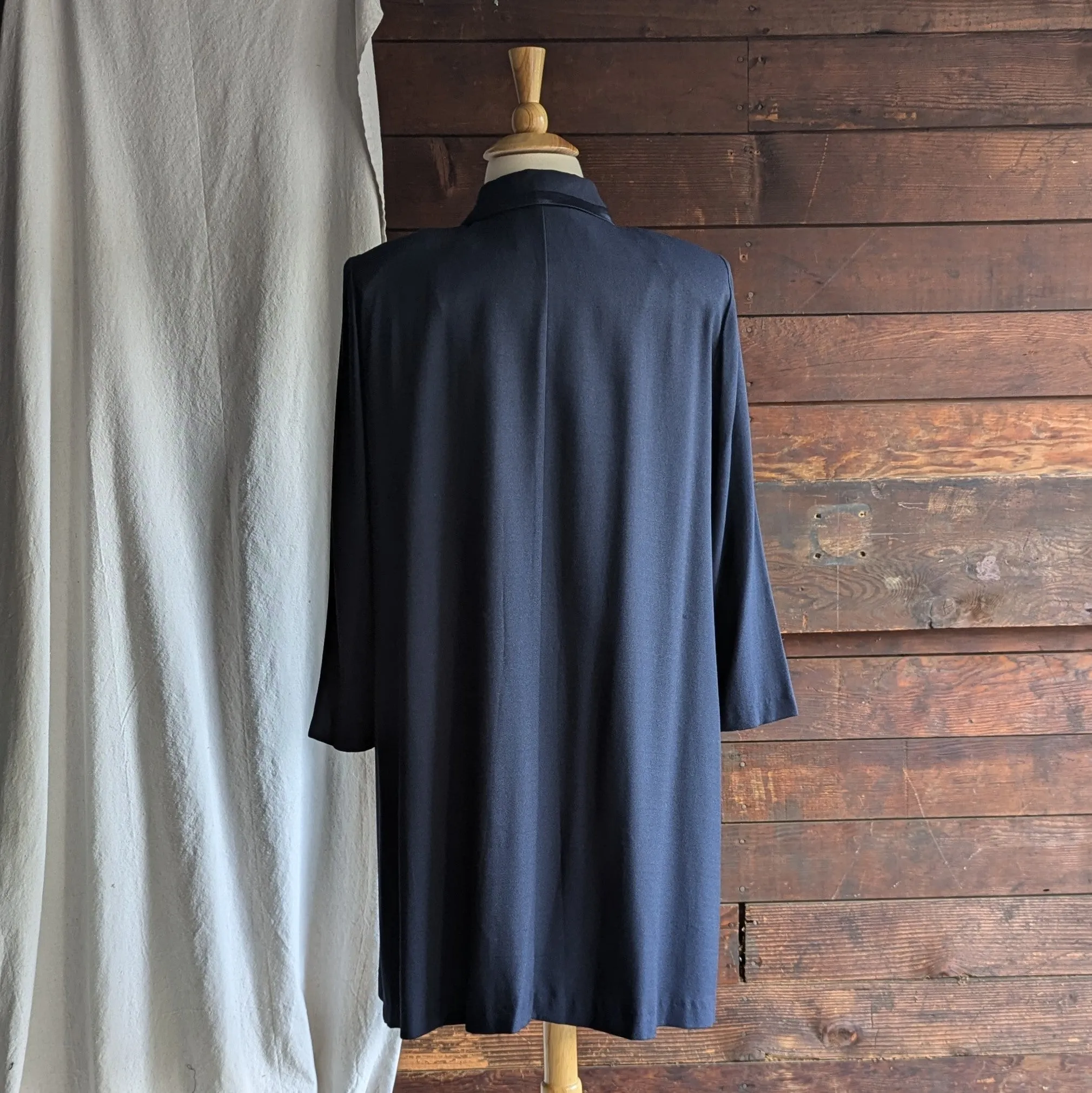 90s Vintage Plus Size Dressy Navy Rayon Blend Coat