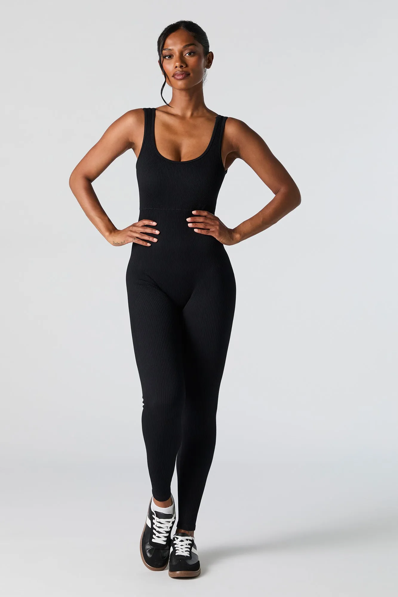 Active Seamless Ribbed Sleeveless Jumpsuit