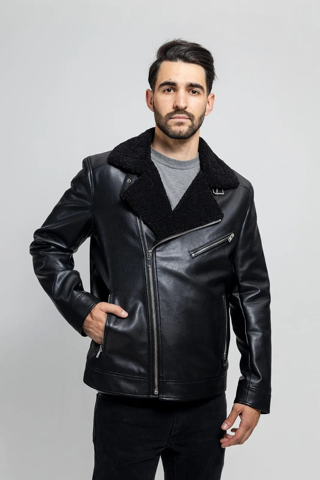 Aiden Men's Vegan Faux Leather Jacket (POS)