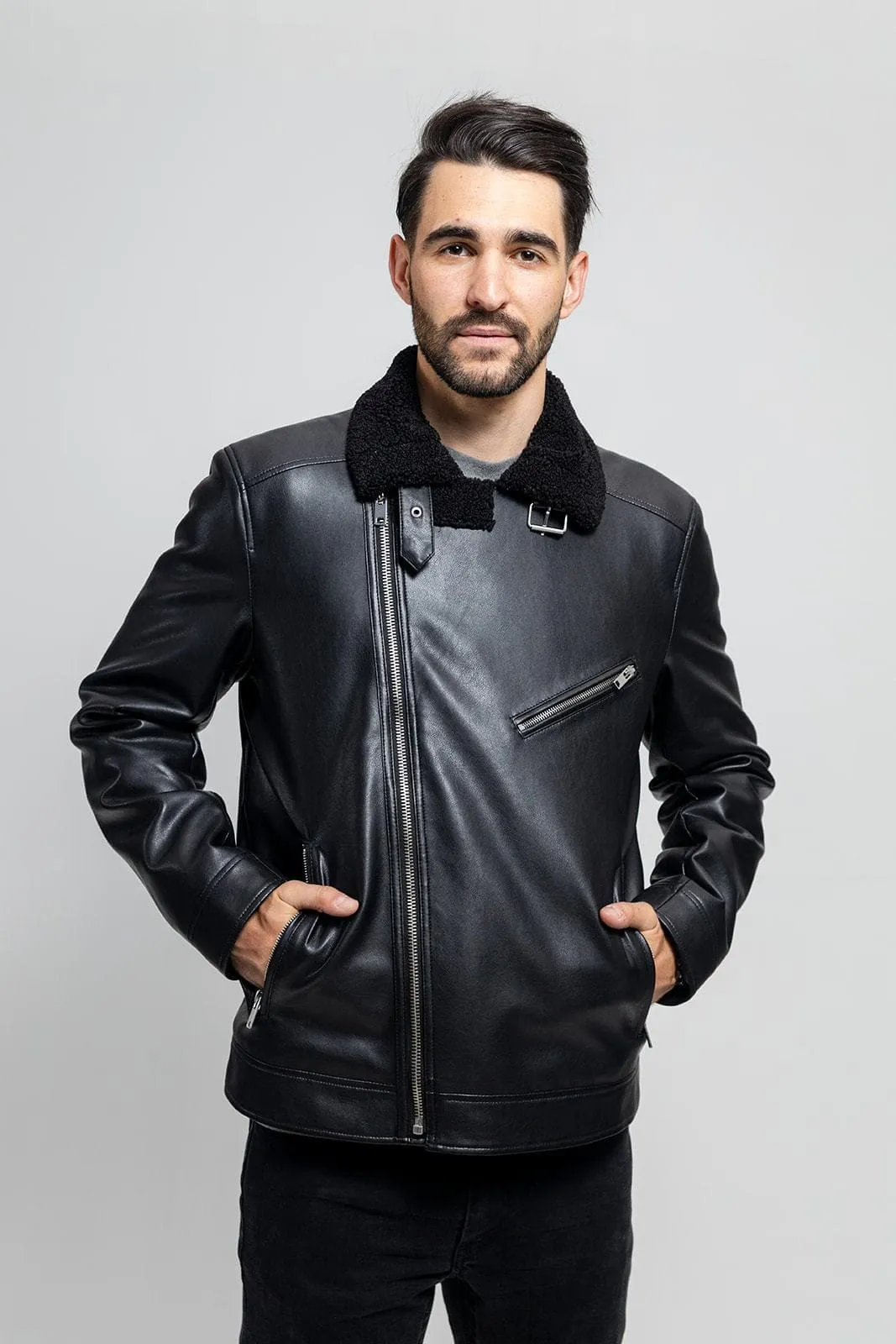 Aiden Men's Vegan Faux Leather Jacket (POS)