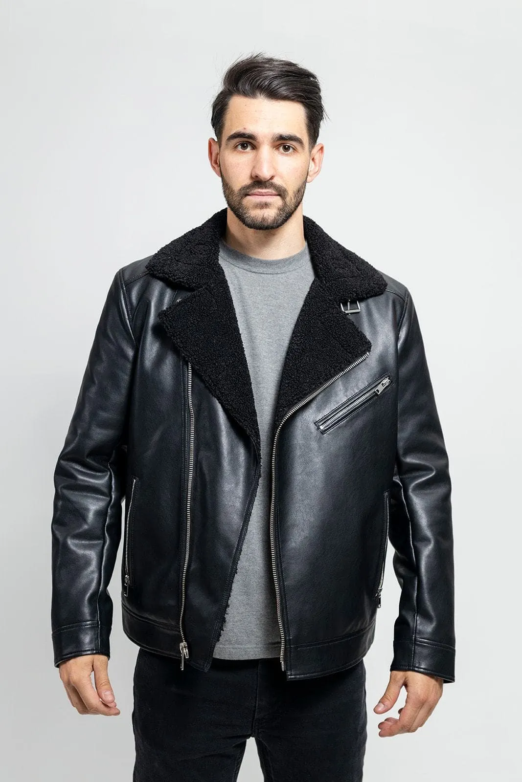 Aiden Men's Vegan Faux Leather Jacket (POS)