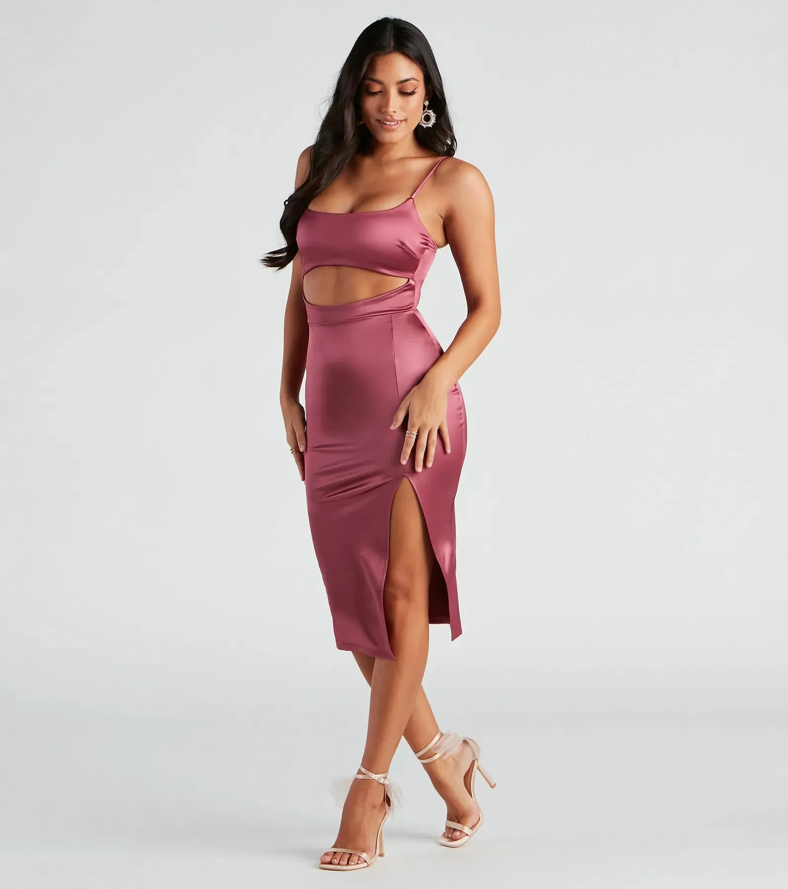 All Eyes On You Satin Midi Dress