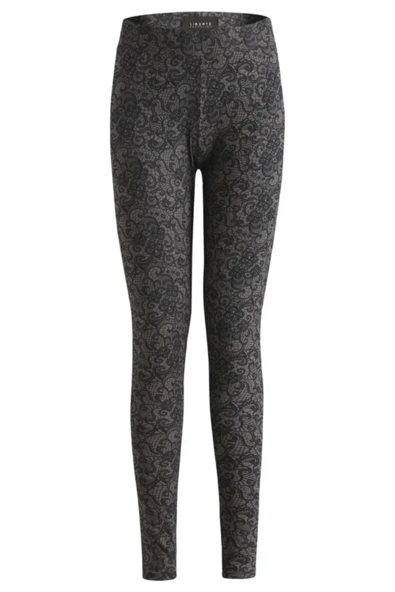 Alma Legging | Black Grey Lace | Leggings fra Liberté