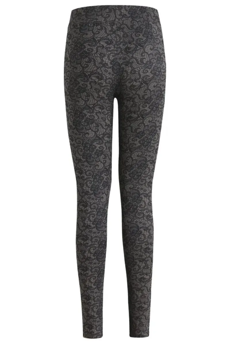 Alma Legging | Black Grey Lace | Leggings fra Liberté