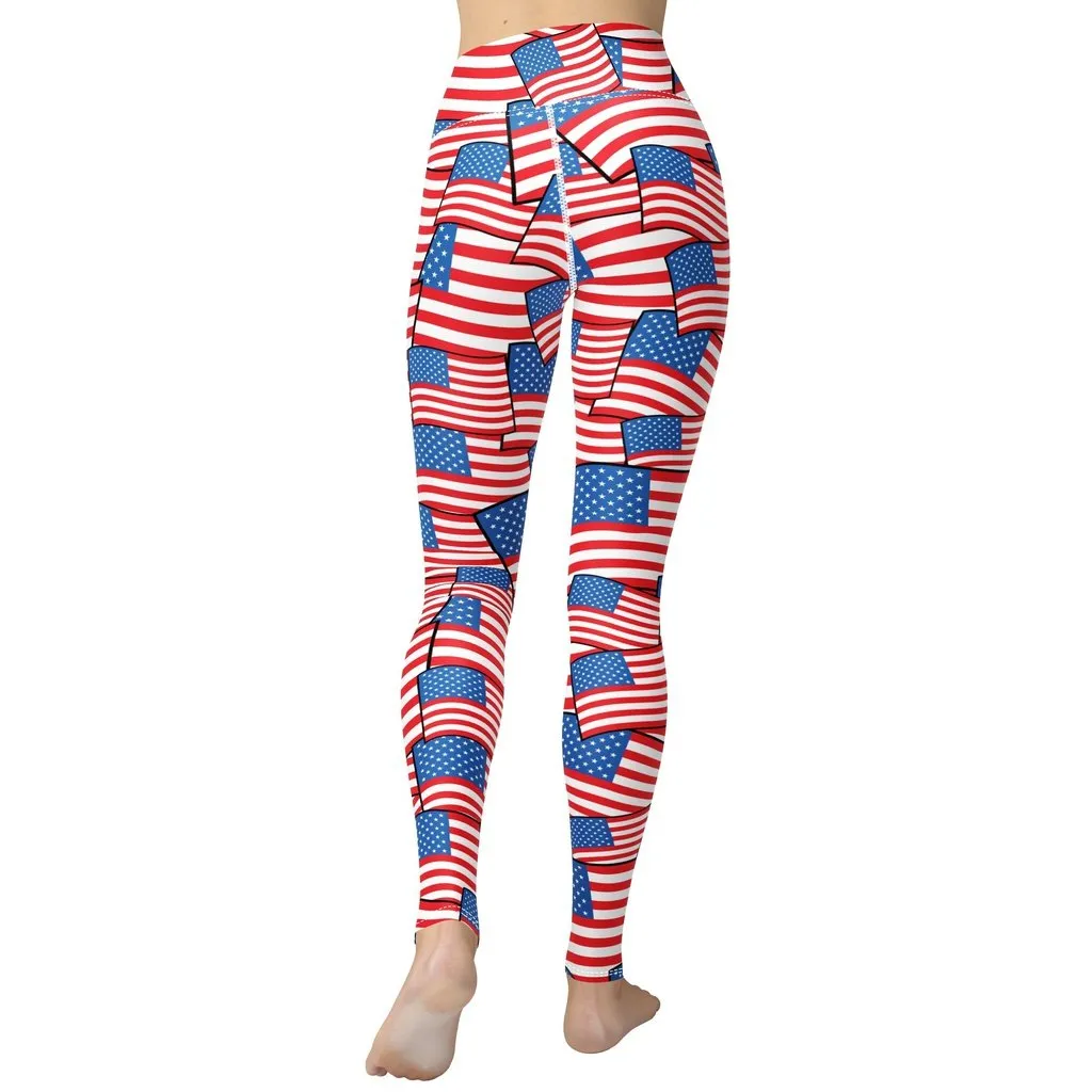 American Flag Pattern Yoga Leggings