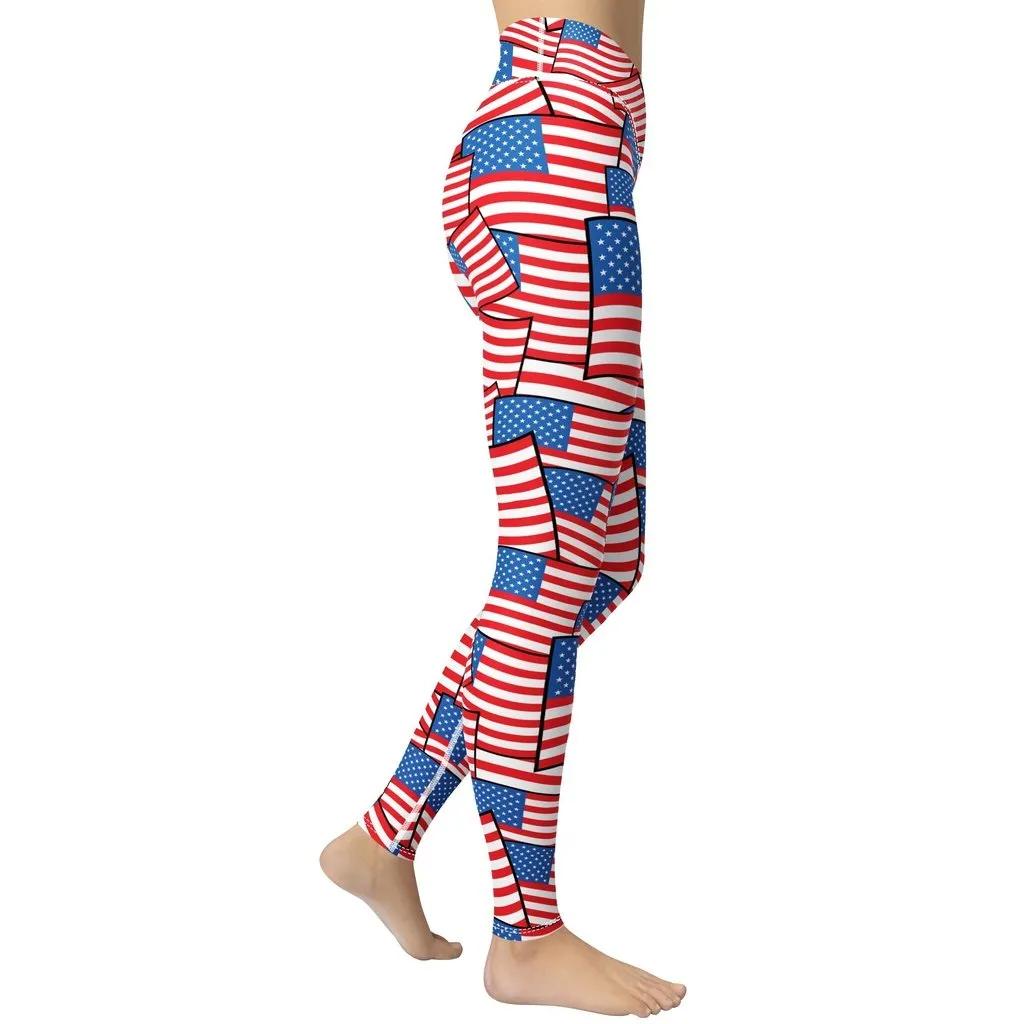 American Flag Pattern Yoga Leggings