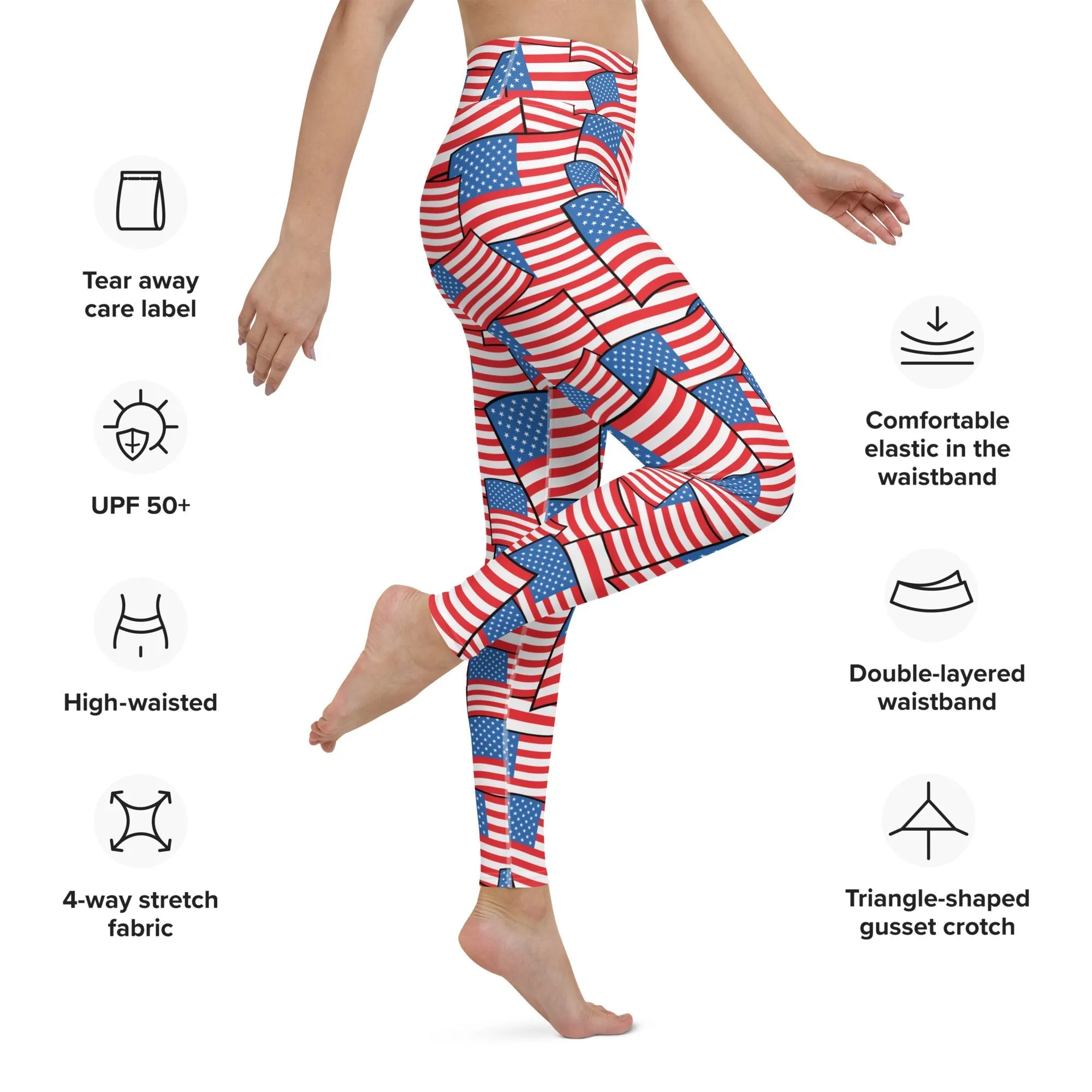 American Flag Pattern Yoga Leggings