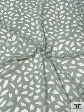 Animal-Like Pattern Printed Polyester Chiffon - Dusty Sage / White