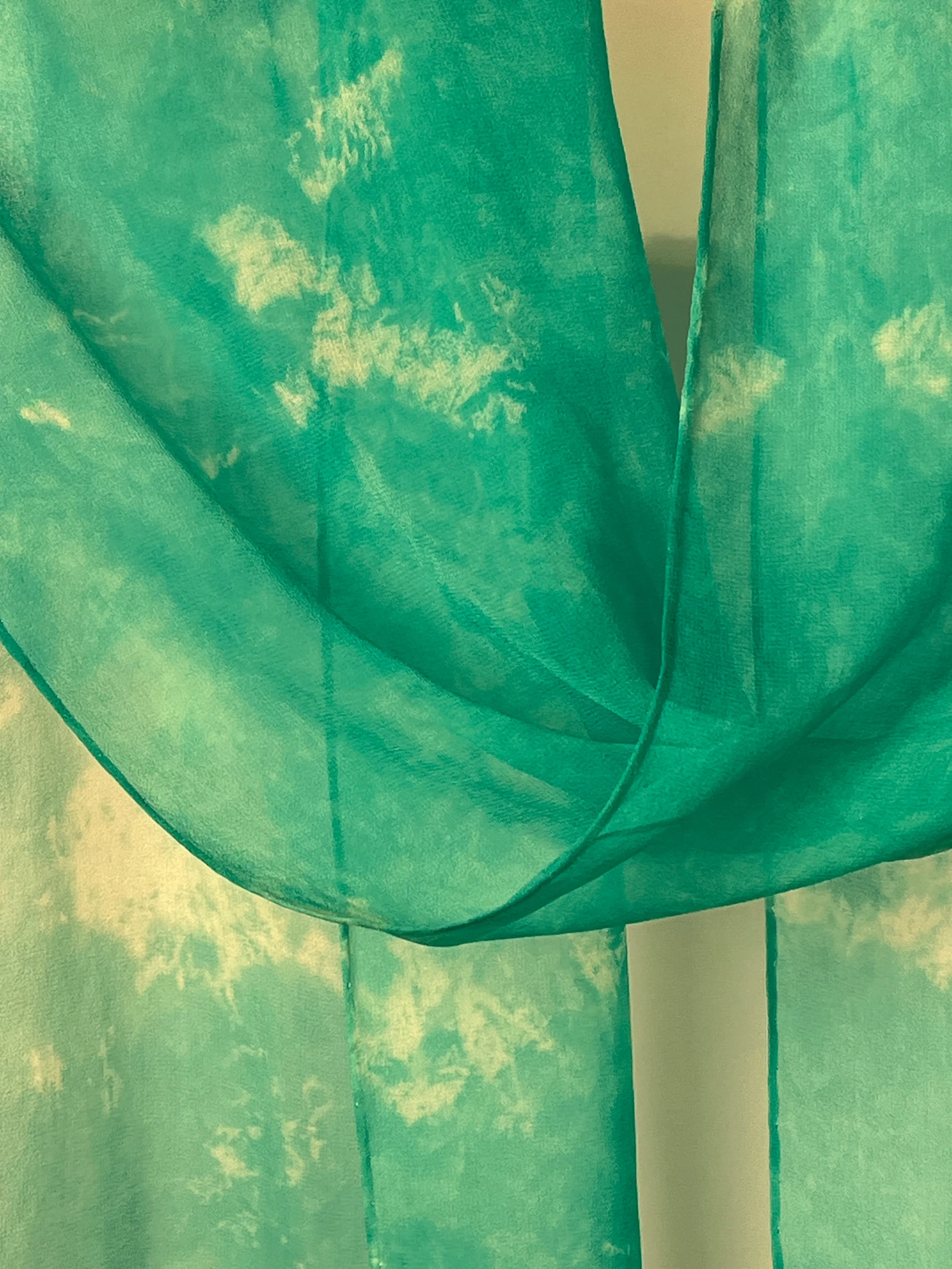 “Aqua Sky" - Hand-dyed Silk Scarf - $60