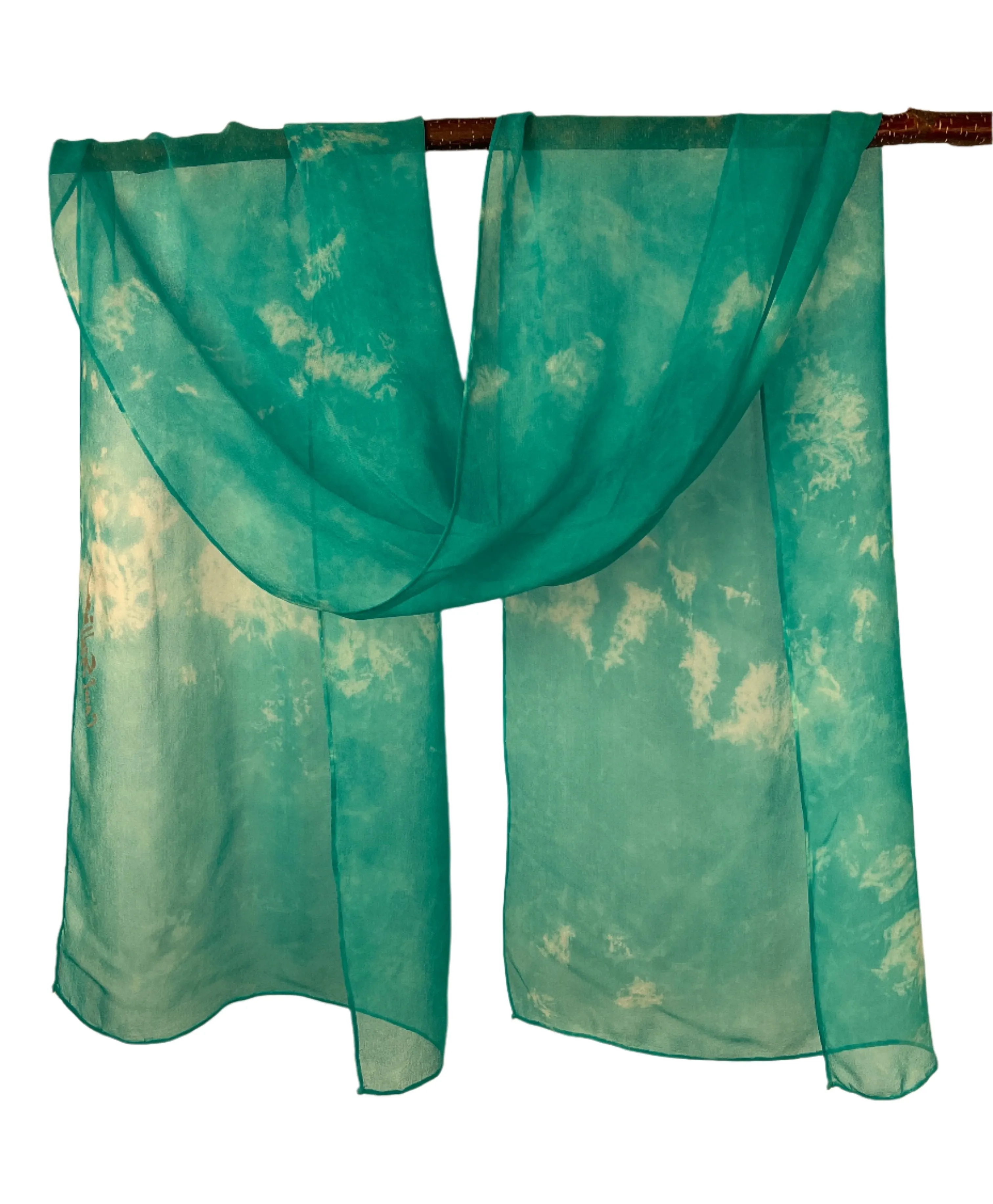 “Aqua Sky" - Hand-dyed Silk Scarf - $60