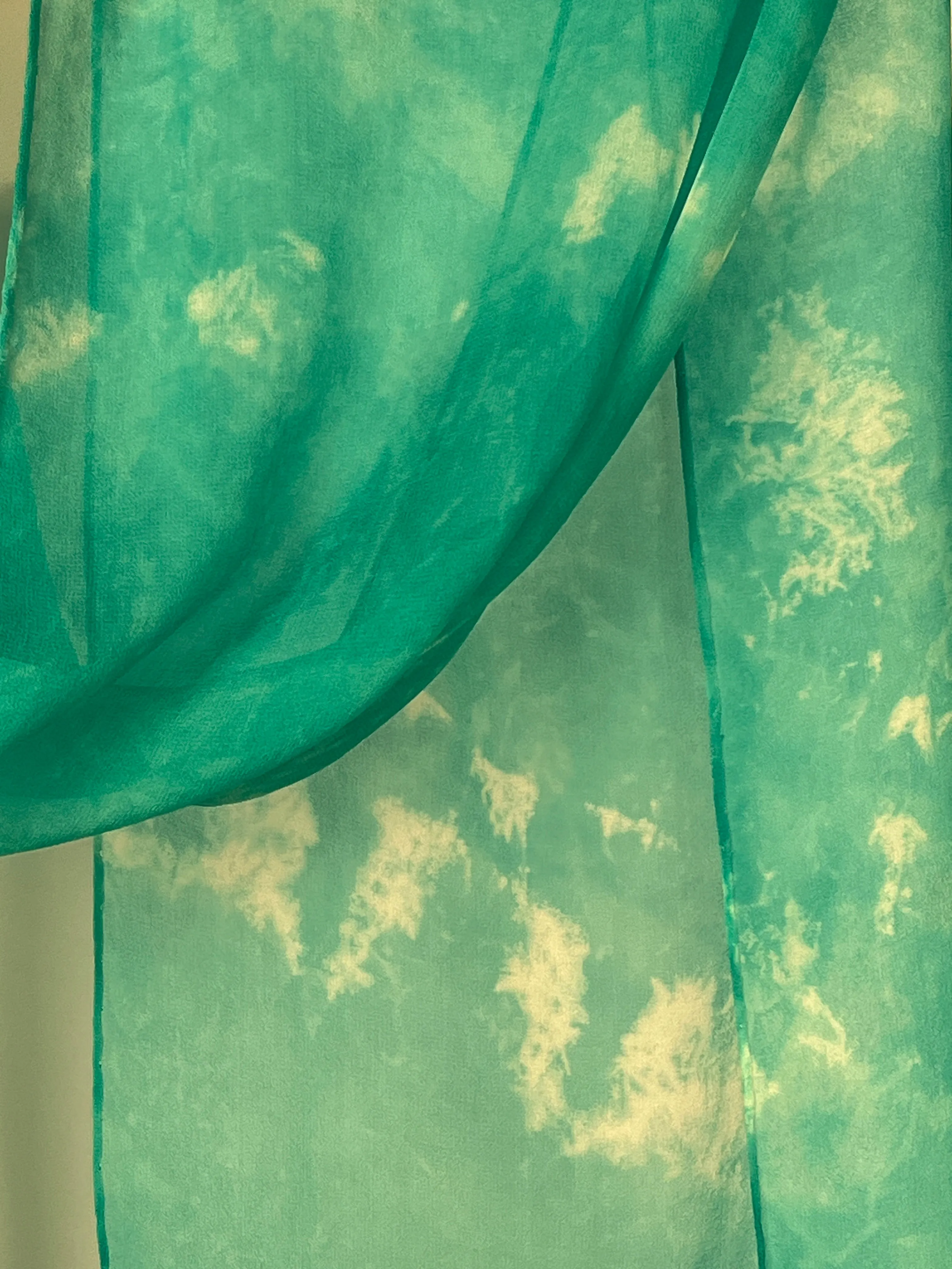 “Aqua Sky" - Hand-dyed Silk Scarf - $60