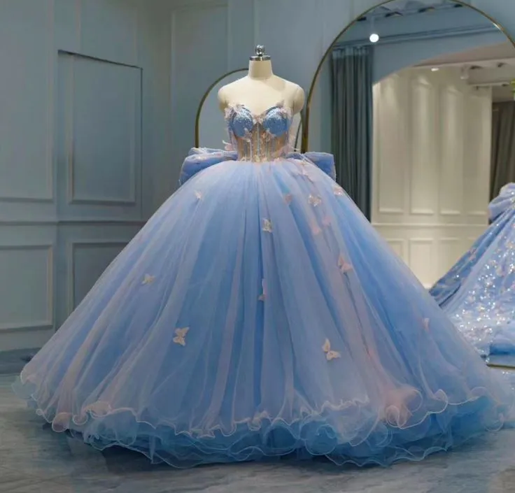 Ball Gown Prom Dresses, Princess Prom Dresses, Sweet 16 Dresses, Quinceanera Dresses, Blue Prom Dresses      fg5445