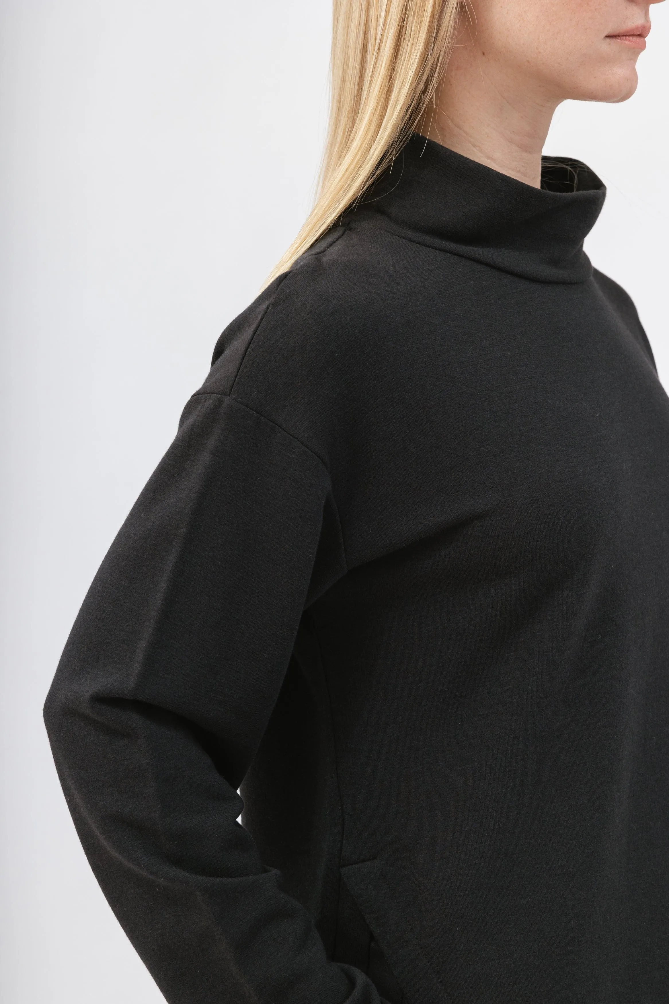 Bamboo Brushed-Back Sweat High Neck Cropped Sweatshirt