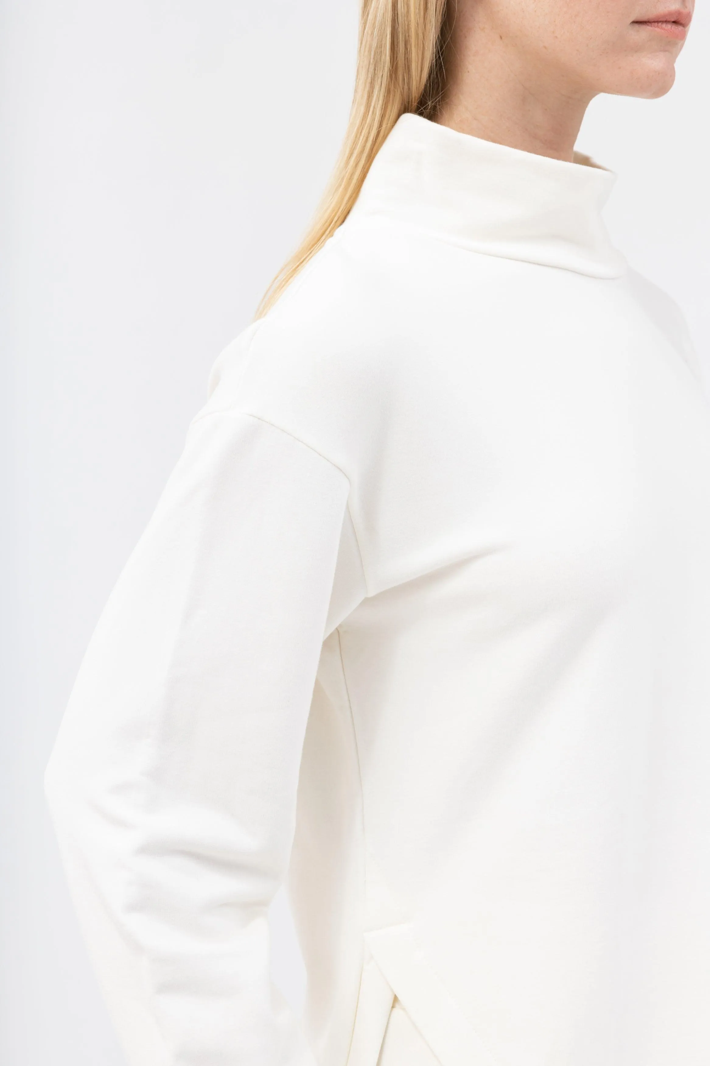 Bamboo Brushed-Back Sweat High Neck Cropped Sweatshirt