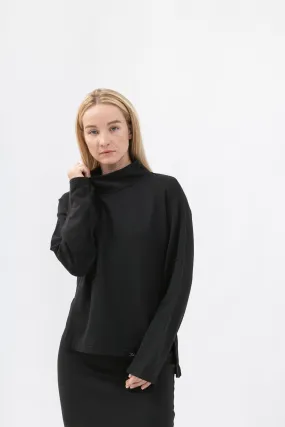 Bamboo Brushed-Back Sweat High Neck Cropped Sweatshirt