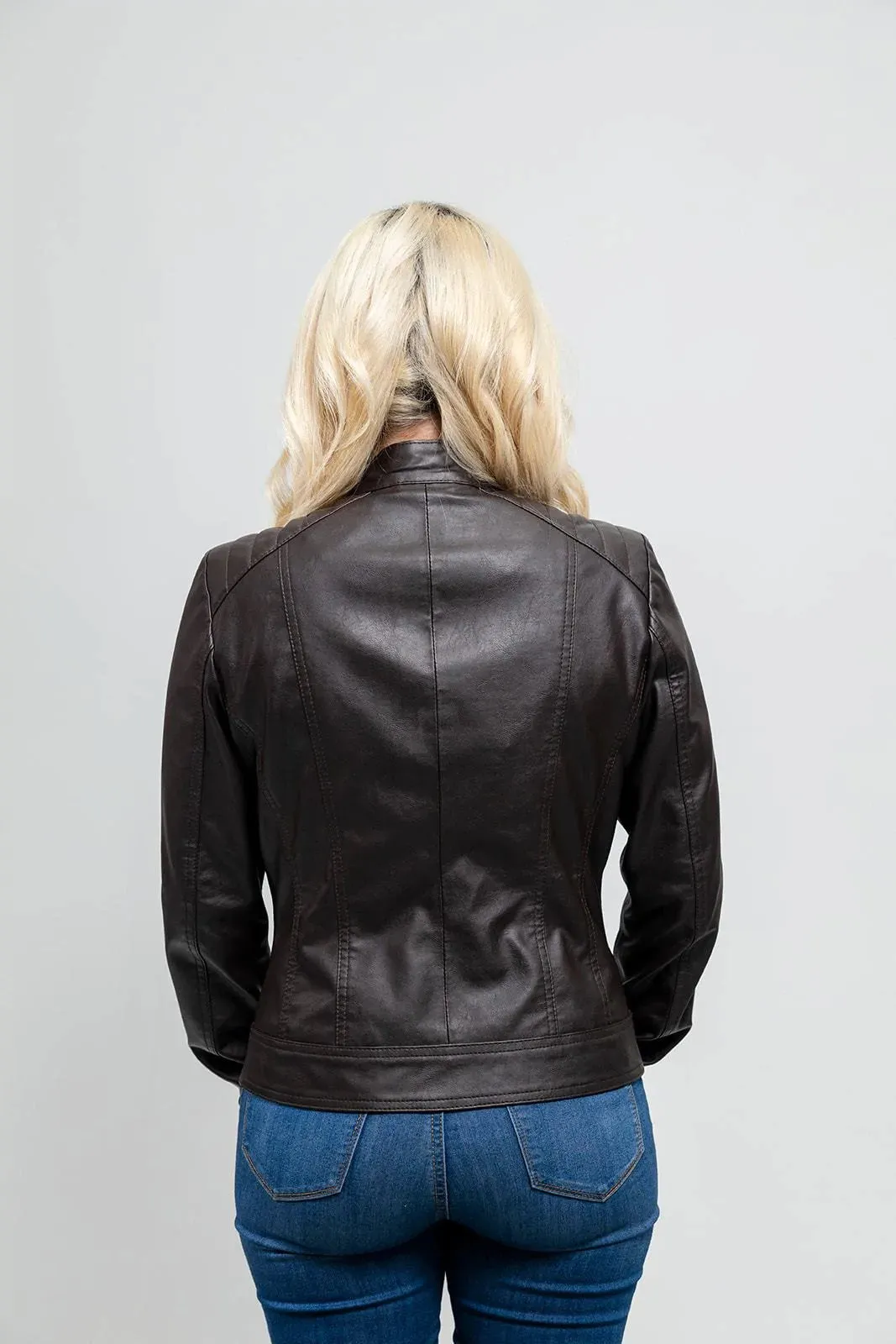 Beverly Womens Vegan Faux Leather/Perforated Jacket