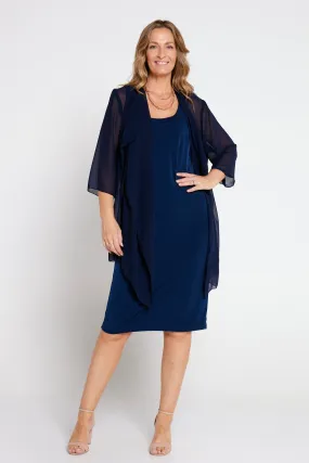 Bianca Chiffon Waterfall Jacket - Navy