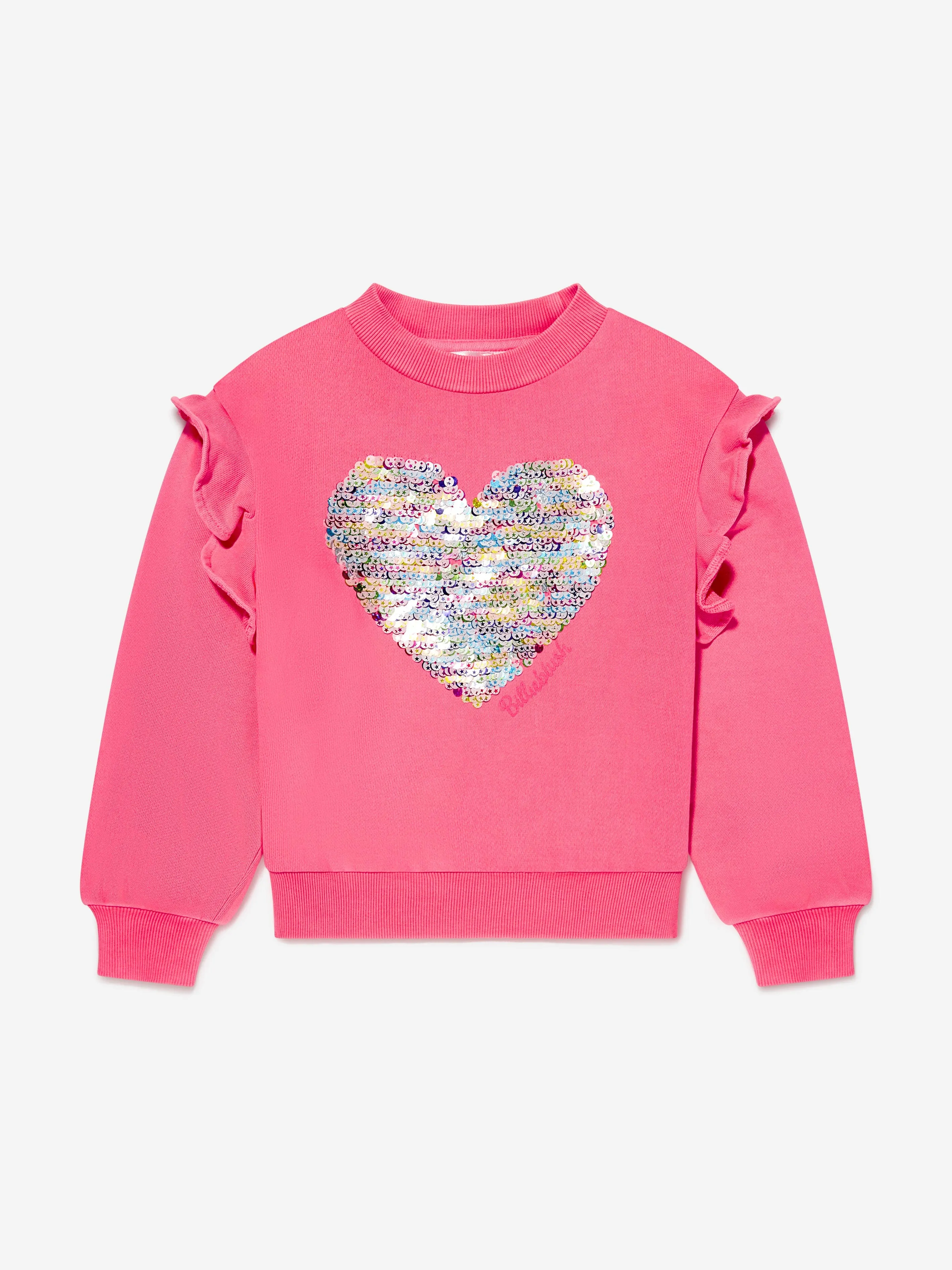 Billieblush Girls Sequin Heart Sweatshirt