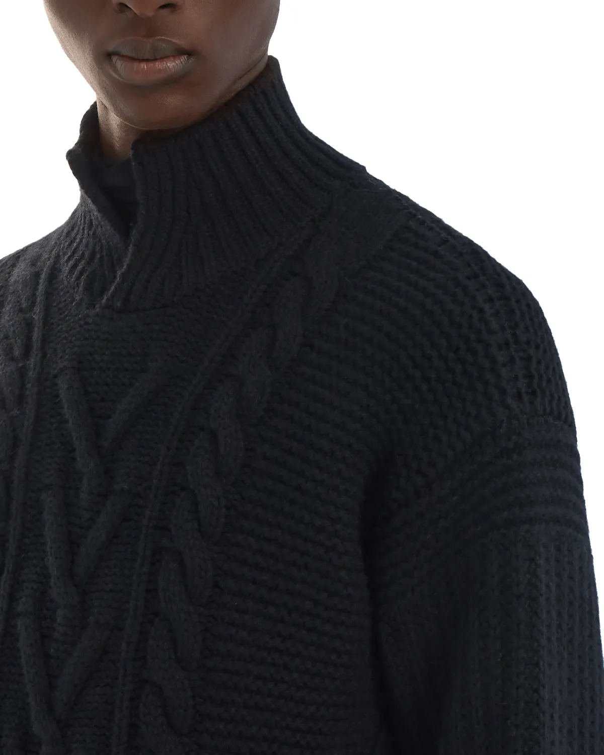 Black Ribbed Oasi Cashmere Turtleneck