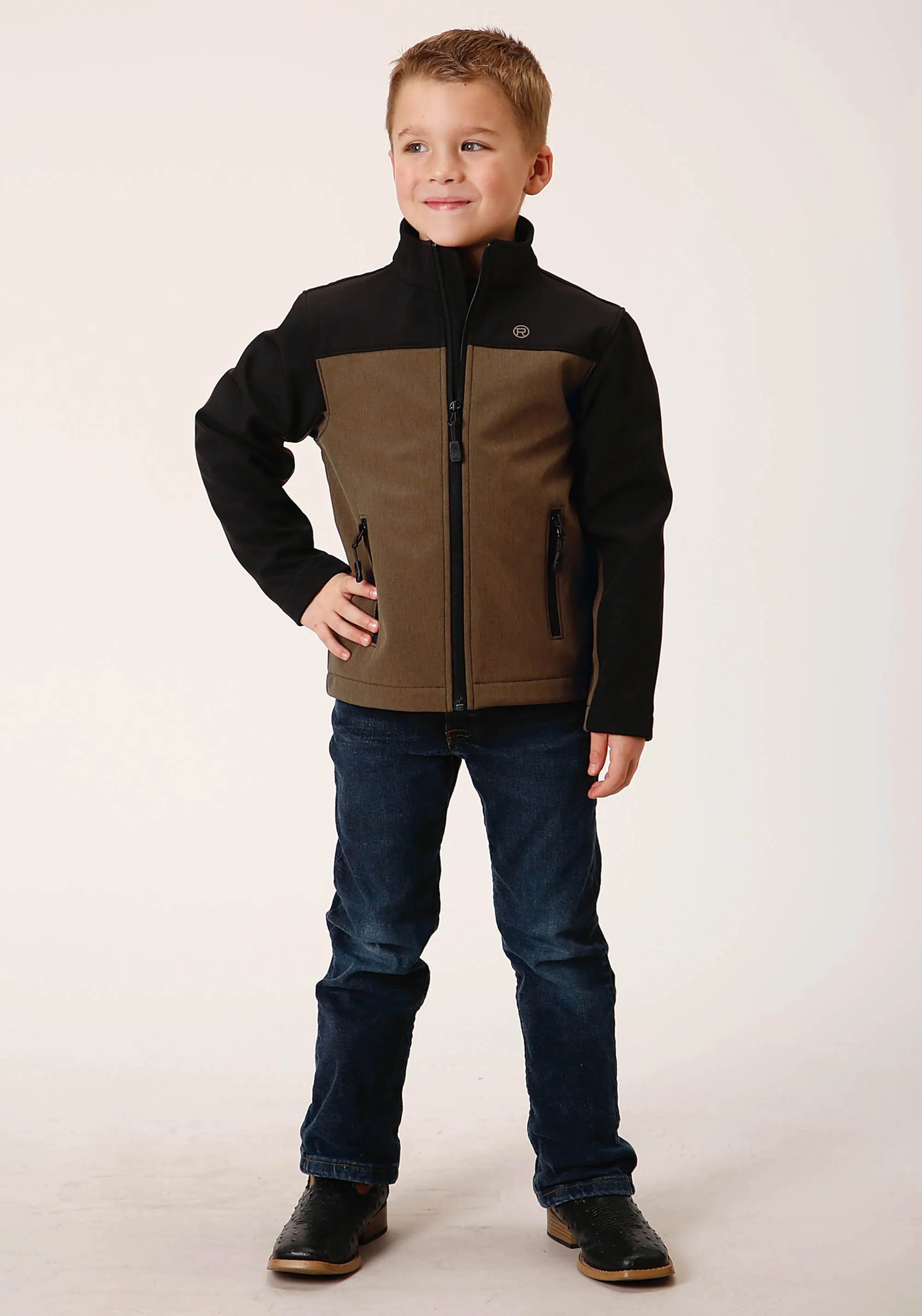 BOYS  BR BLACK COMBO SOFT SHELL TECH JACKET