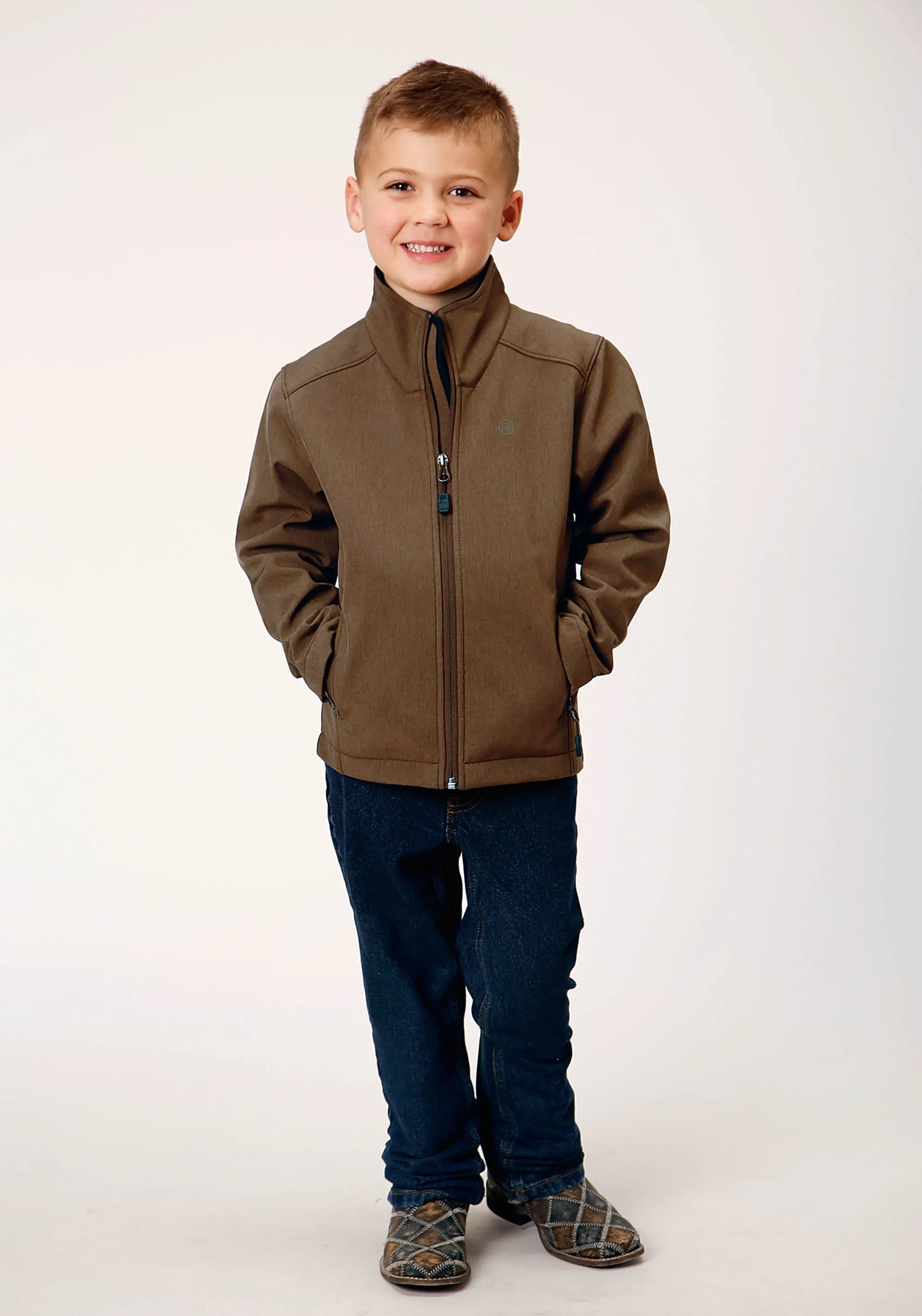 BOYS  HEATHER MOCHA SOFT SHELL TECH JACKET