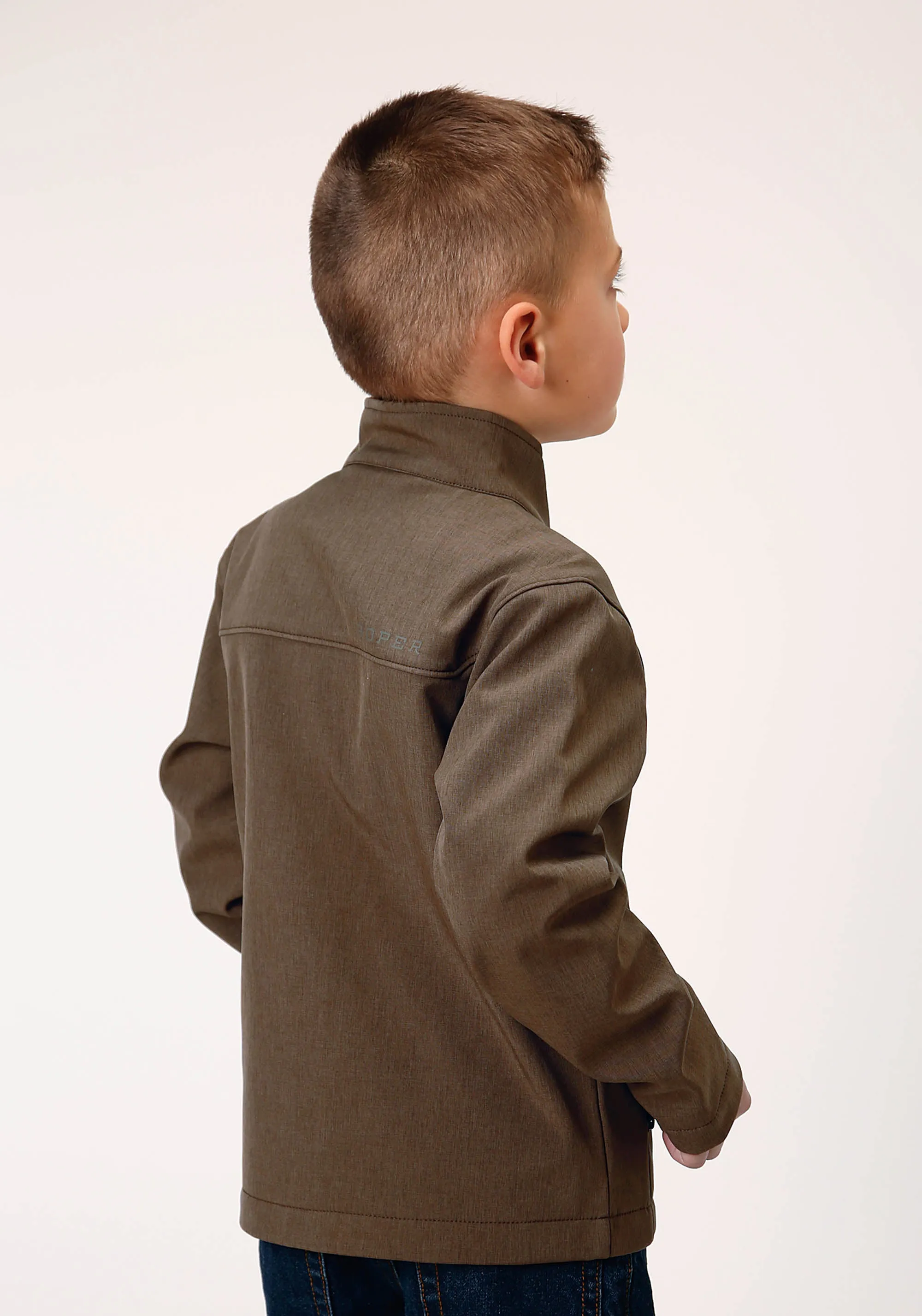 BOYS  HEATHER MOCHA SOFT SHELL TECH JACKET