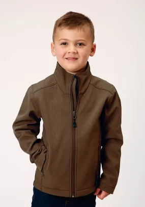 BOYS  HEATHER MOCHA SOFT SHELL TECH JACKET