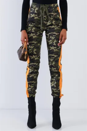 Camo High Waisted Draw String Cargo Pants