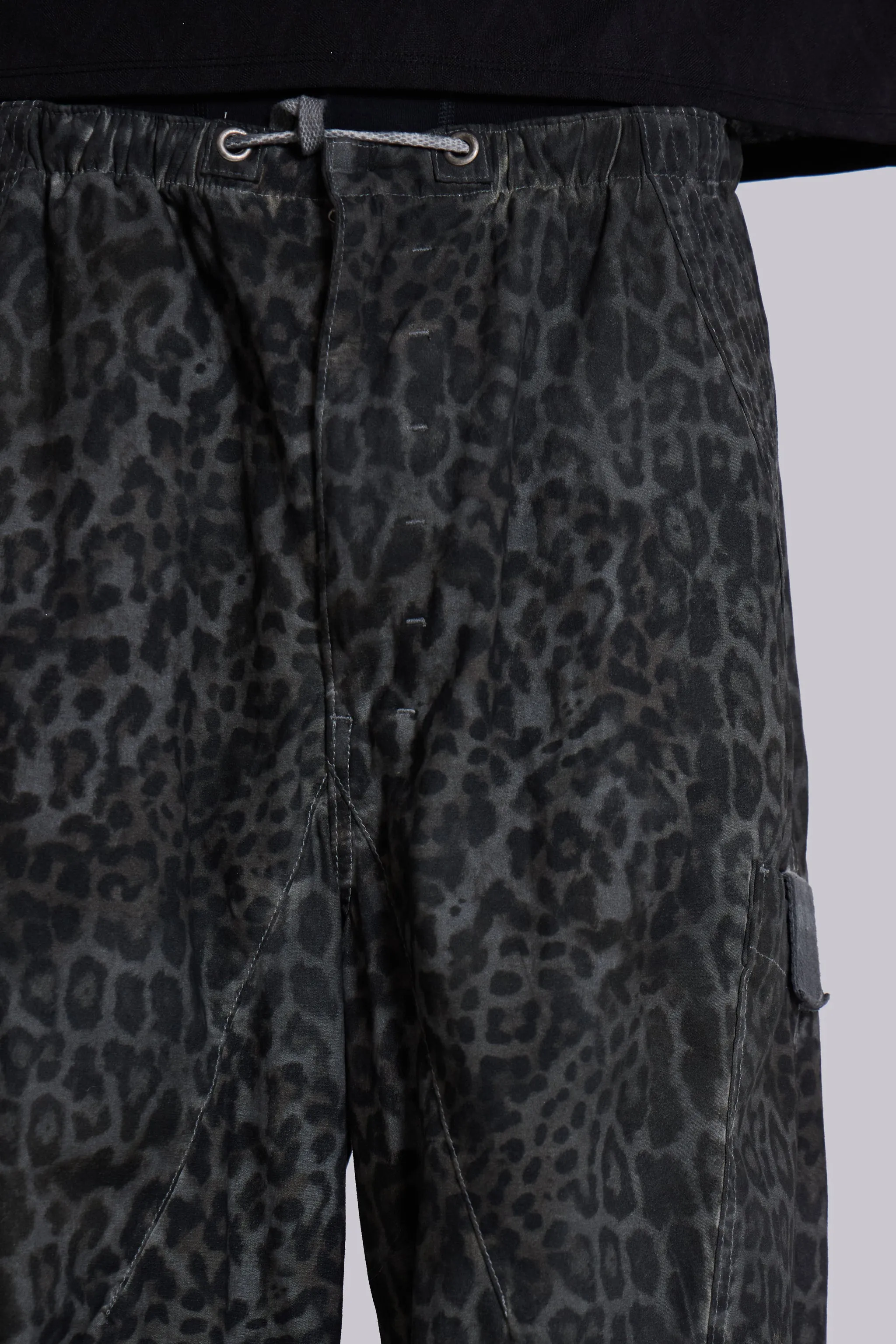 Charcoal Leopard Parachute Pants