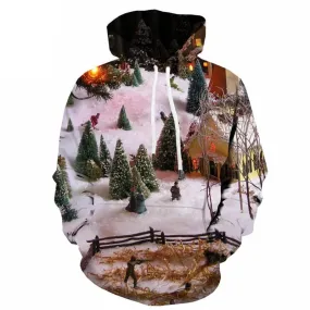 Christmas Sweatshirts men Christmas Tree Hoodie Print Snow Sweatshirt Printed Hip Hop Hoody Anime New Year Hooded Casual