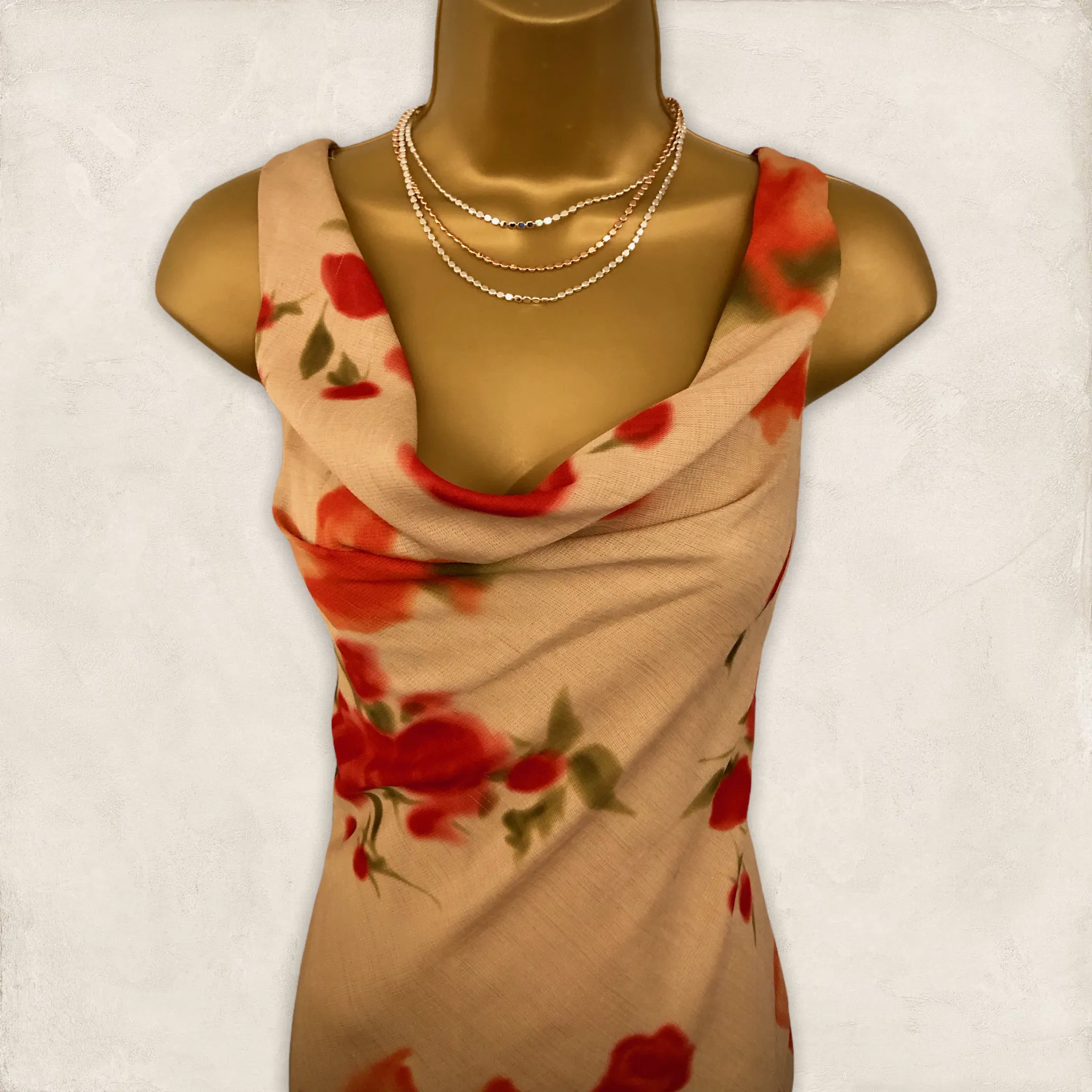 Chrystiano Beige & Red Floral Special Occasion Outfit  UK 12 US 8 EU 40