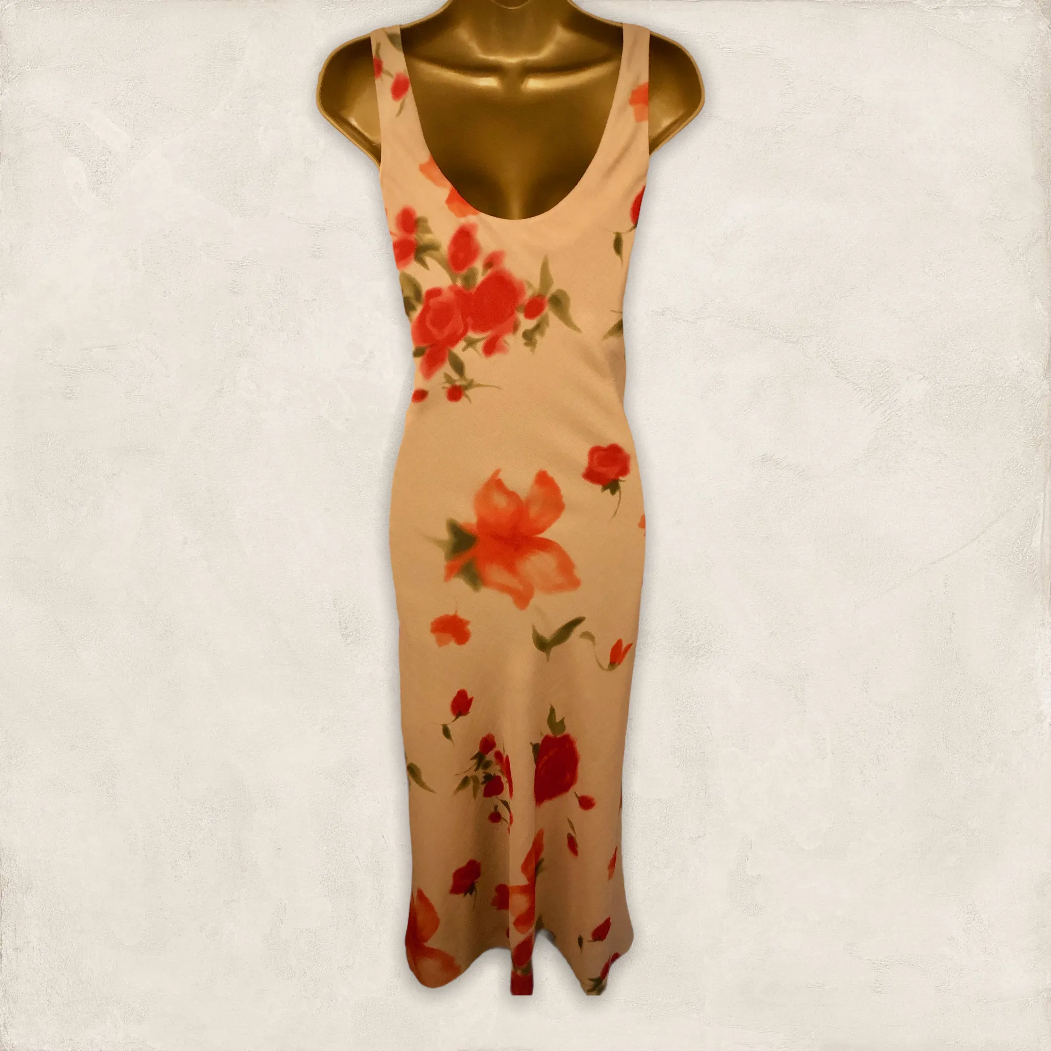 Chrystiano Beige & Red Floral Special Occasion Outfit  UK 12 US 8 EU 40