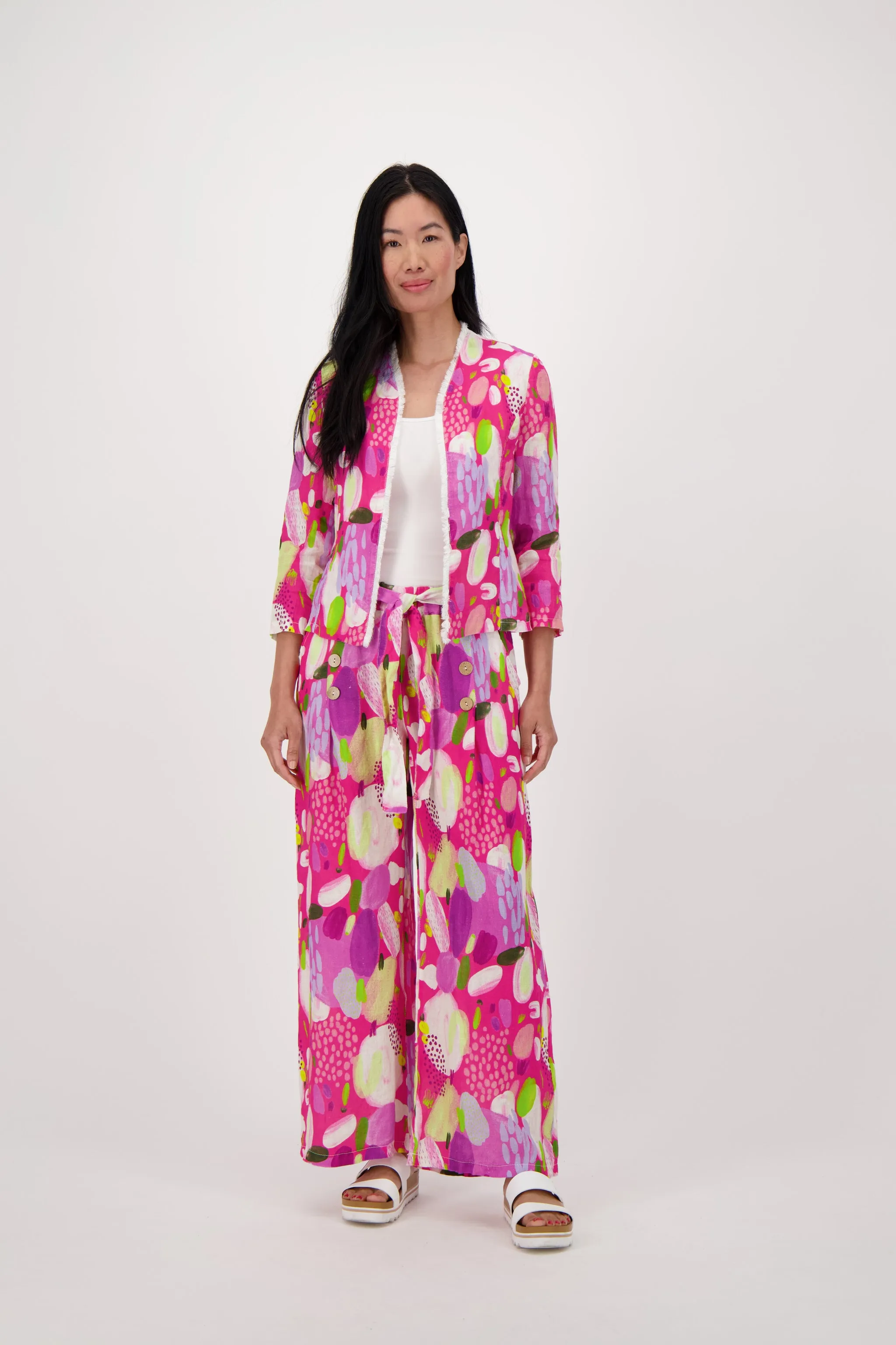 Colour Pop Abstract Print Linen Jacket