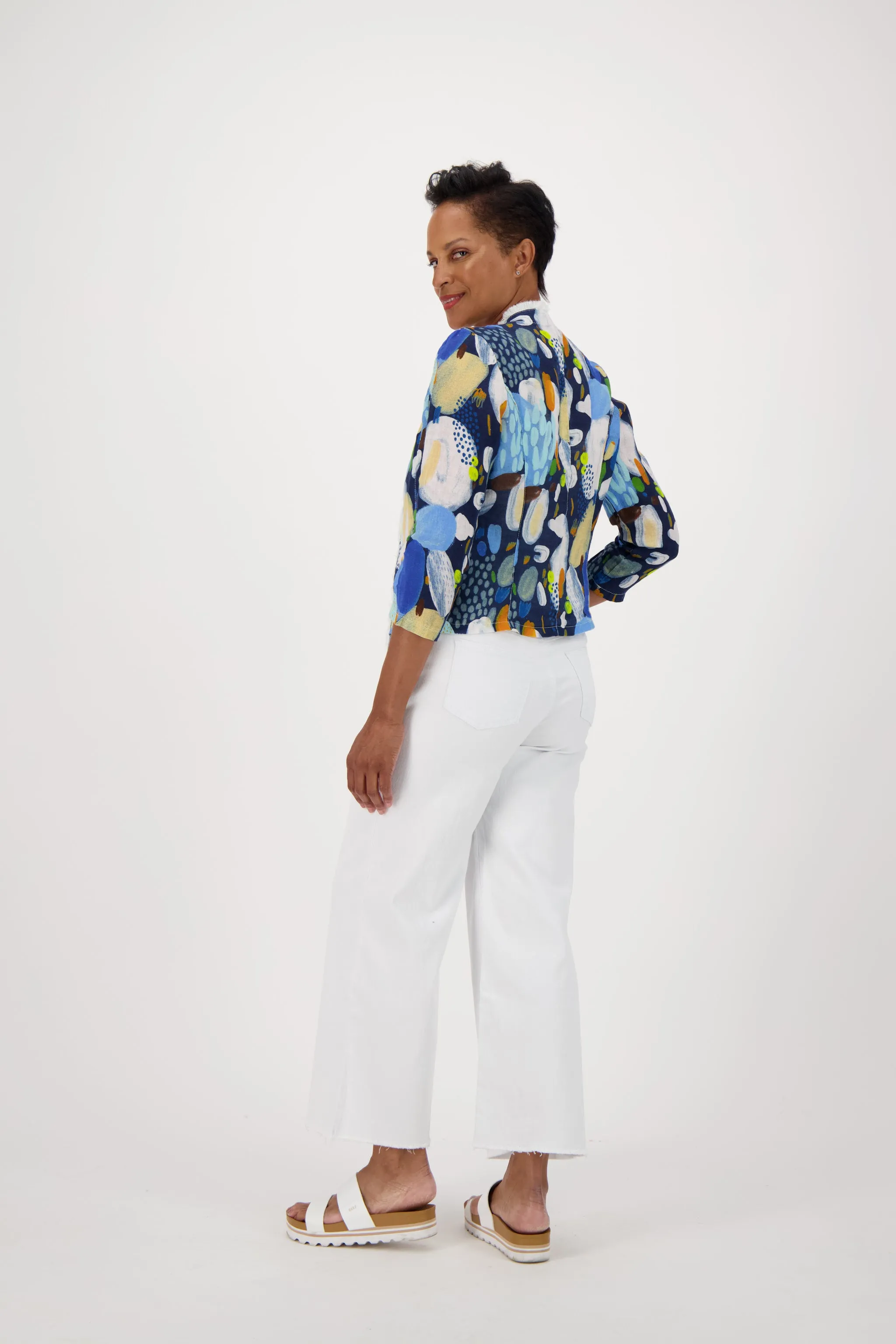 Colour Pop Abstract Print Linen Jacket