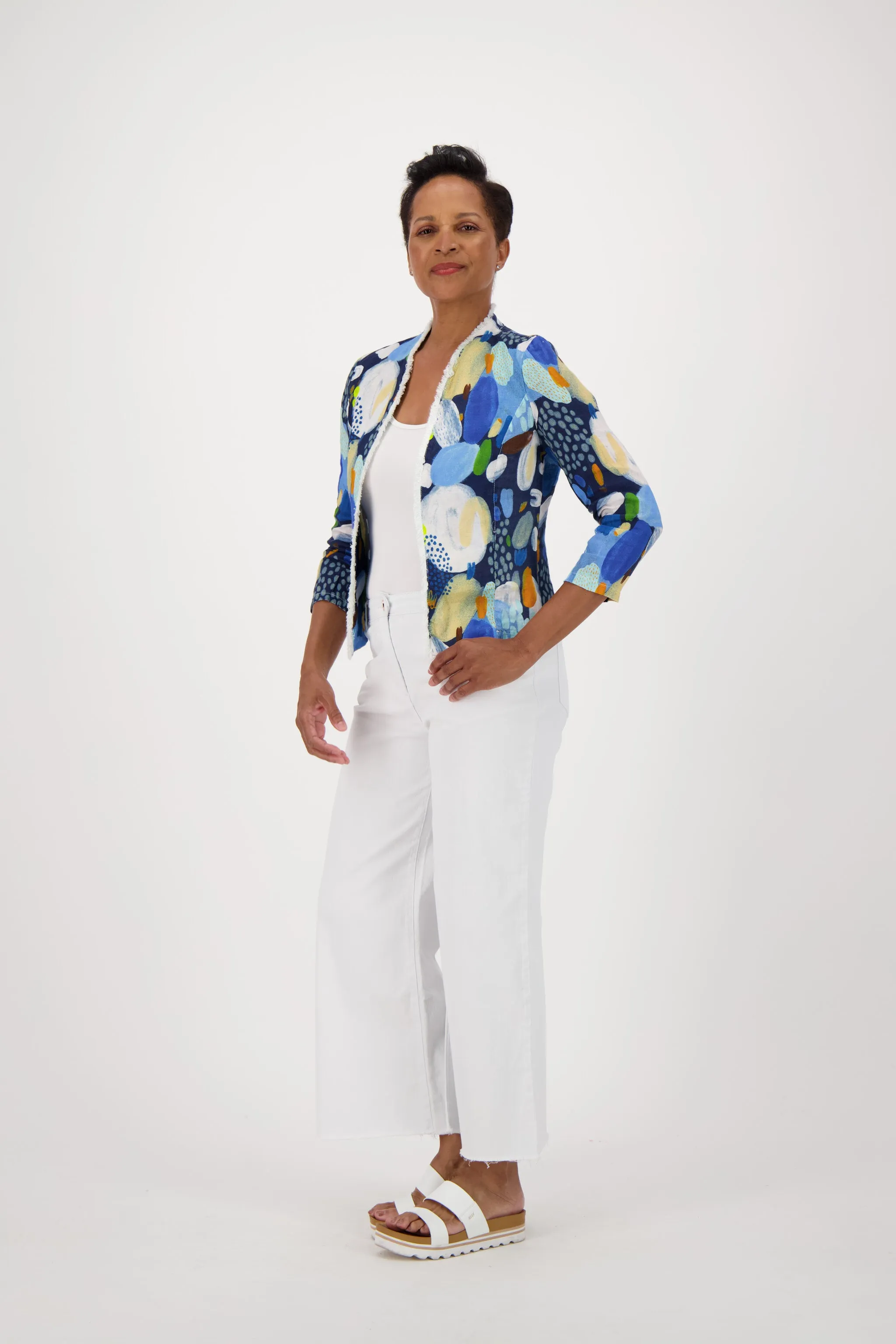 Colour Pop Abstract Print Linen Jacket