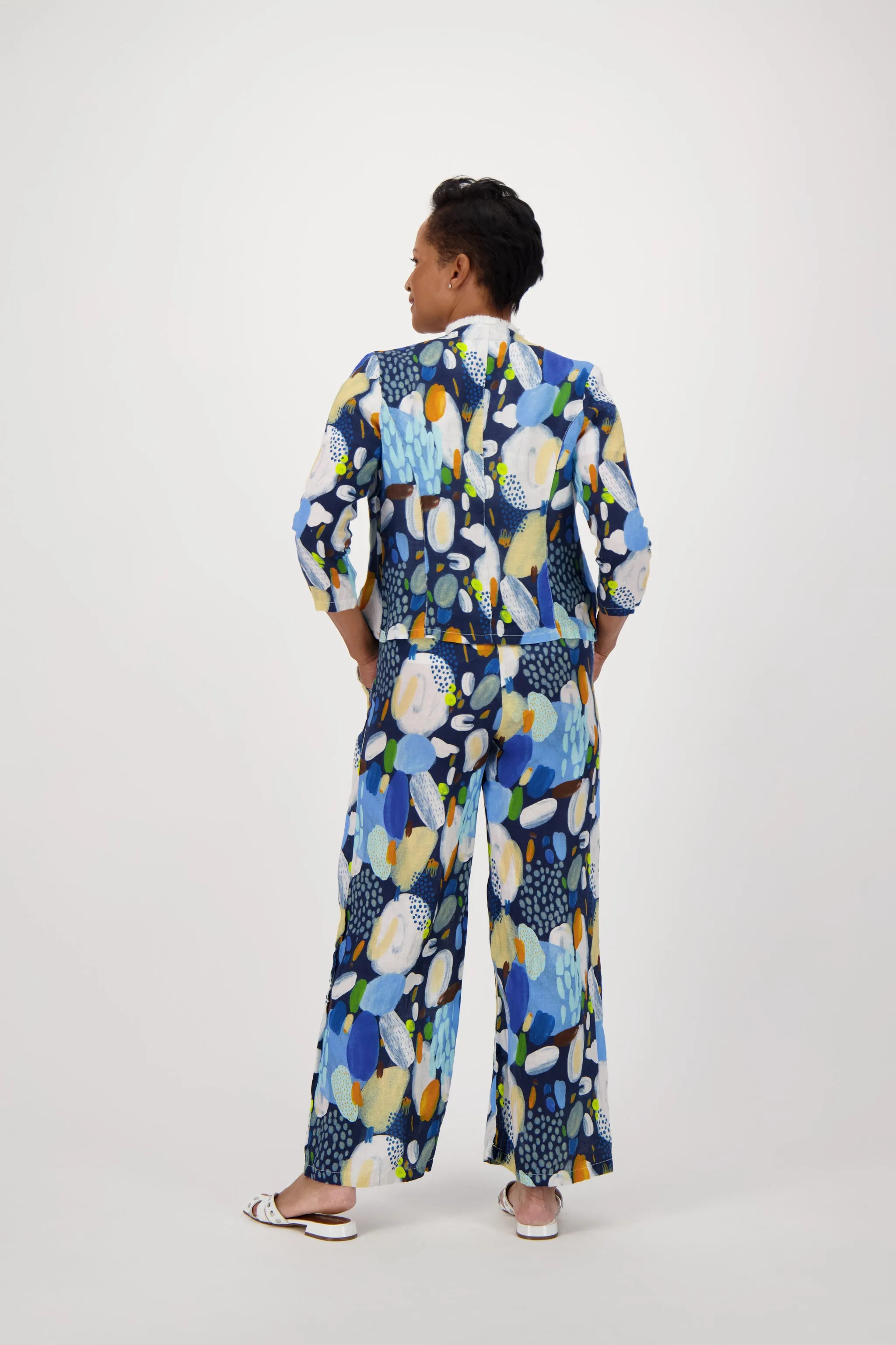 Colour Pop Abstract Print Linen Jacket