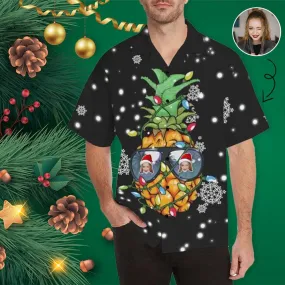 Custom Face Christmas Snow Men's Hawaiian Shirt