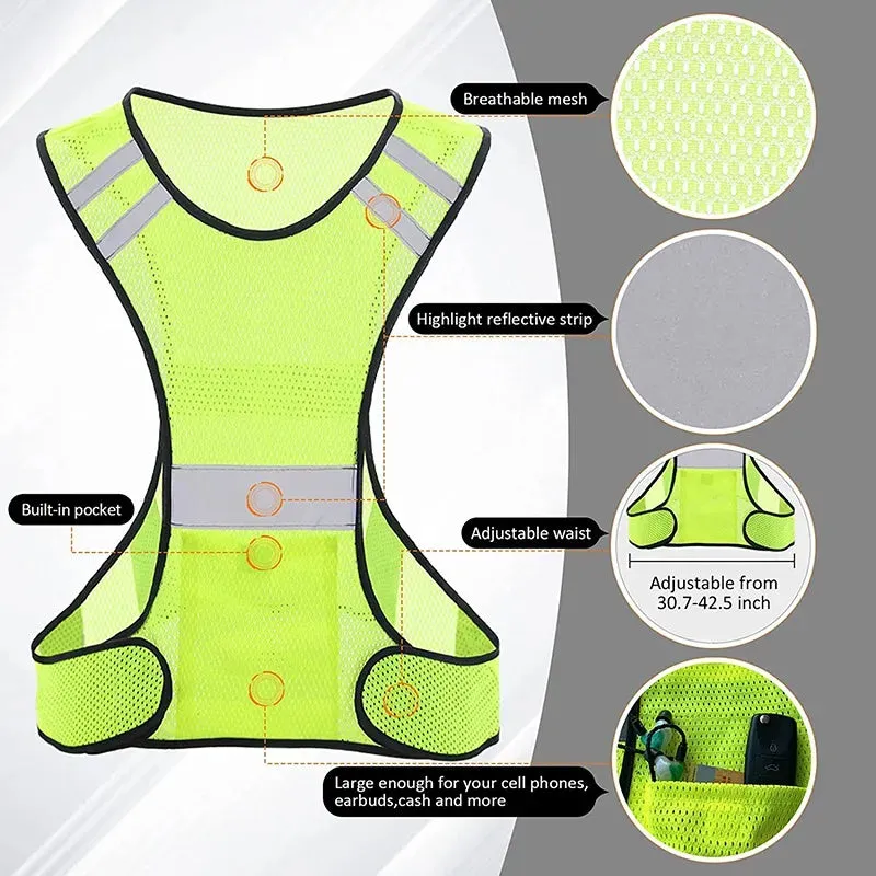 Cycling Reflective Vest High Visibility Safe Jacket for Night Riding Running Jogging Cycling Motorcycle Outdoor Sports Waistcoat