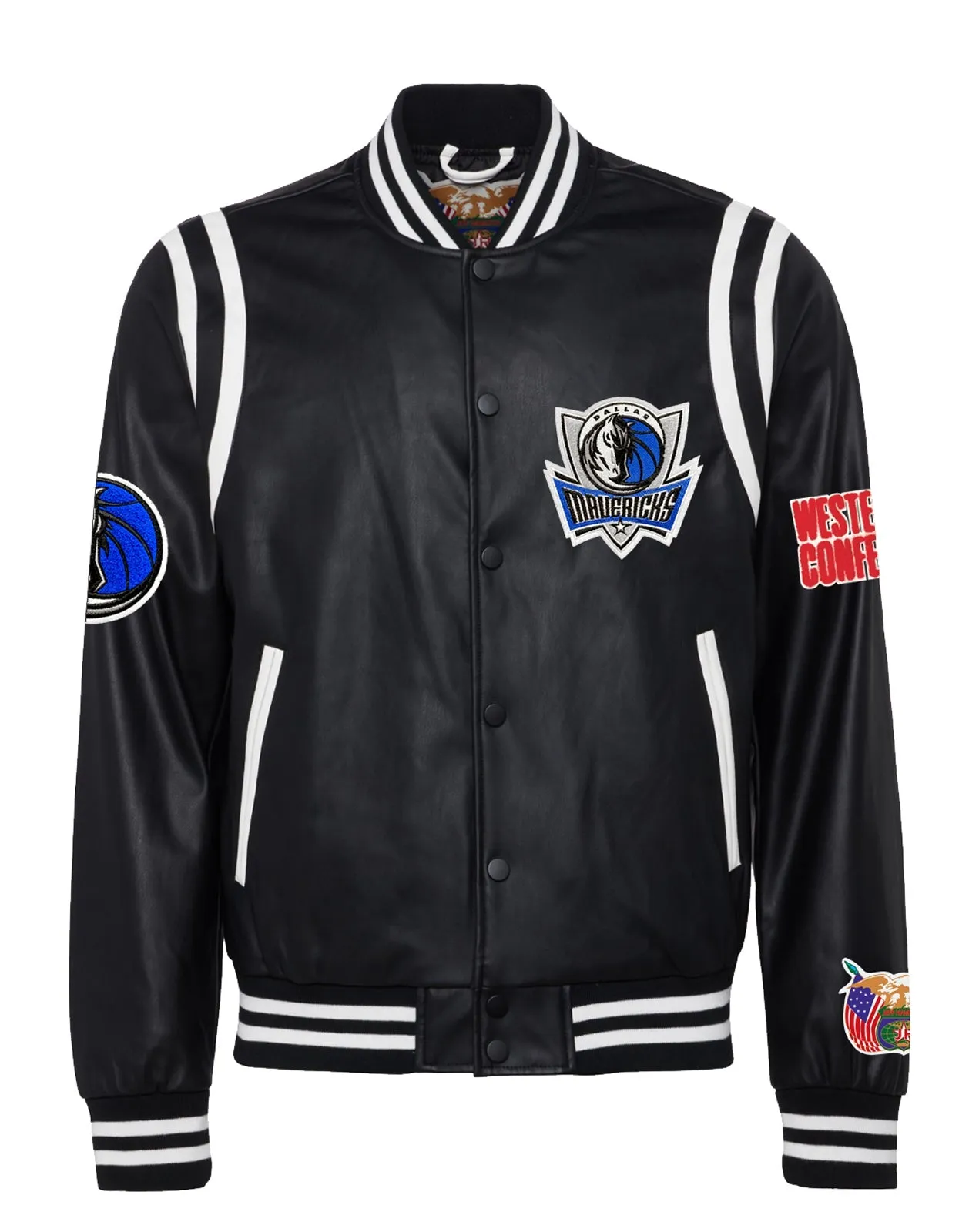 DALLAS MAVERICKS VEGAN LEATHER JACKET Black / White