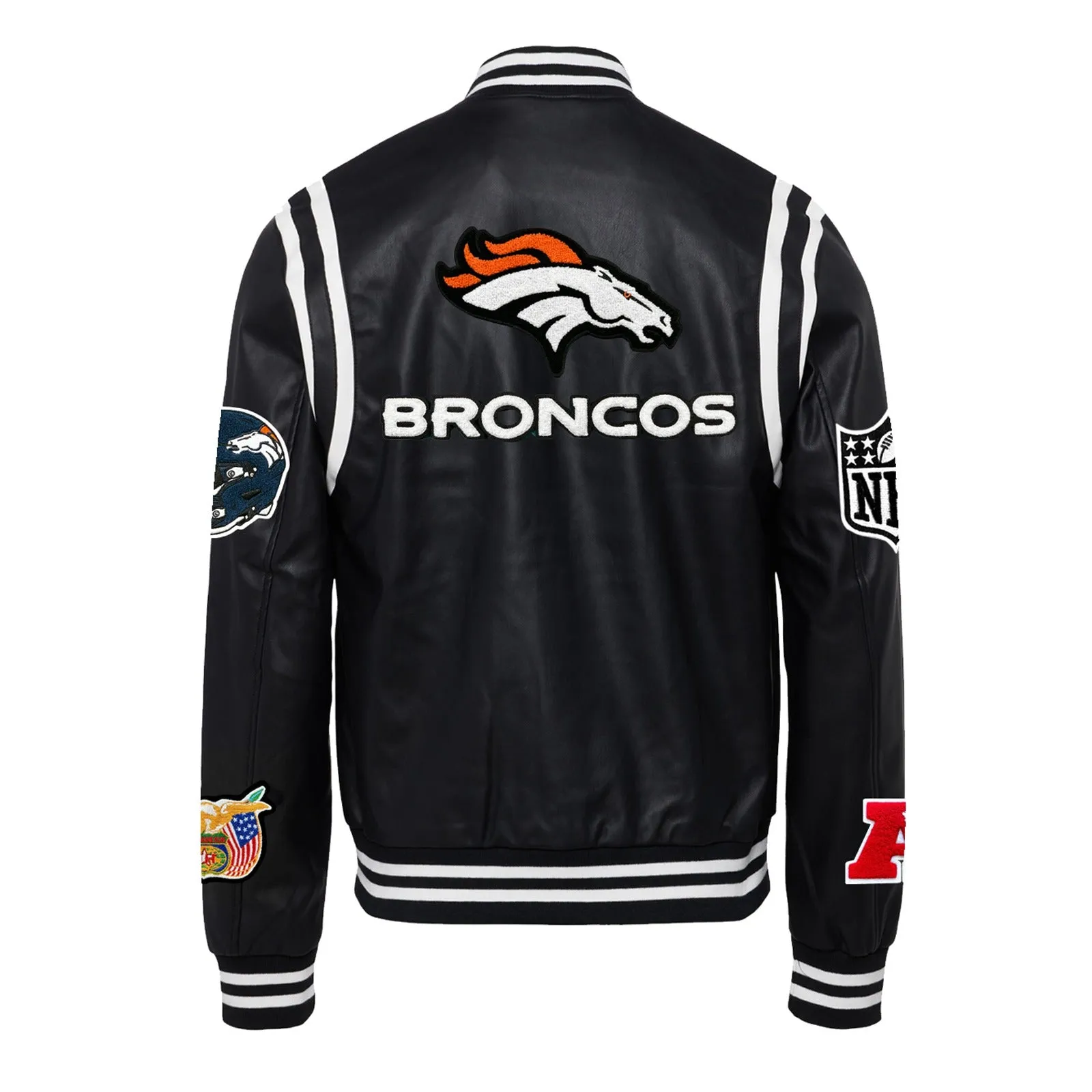 DENVER BRONCOS VEGAN LEATHER JACKET Black / White