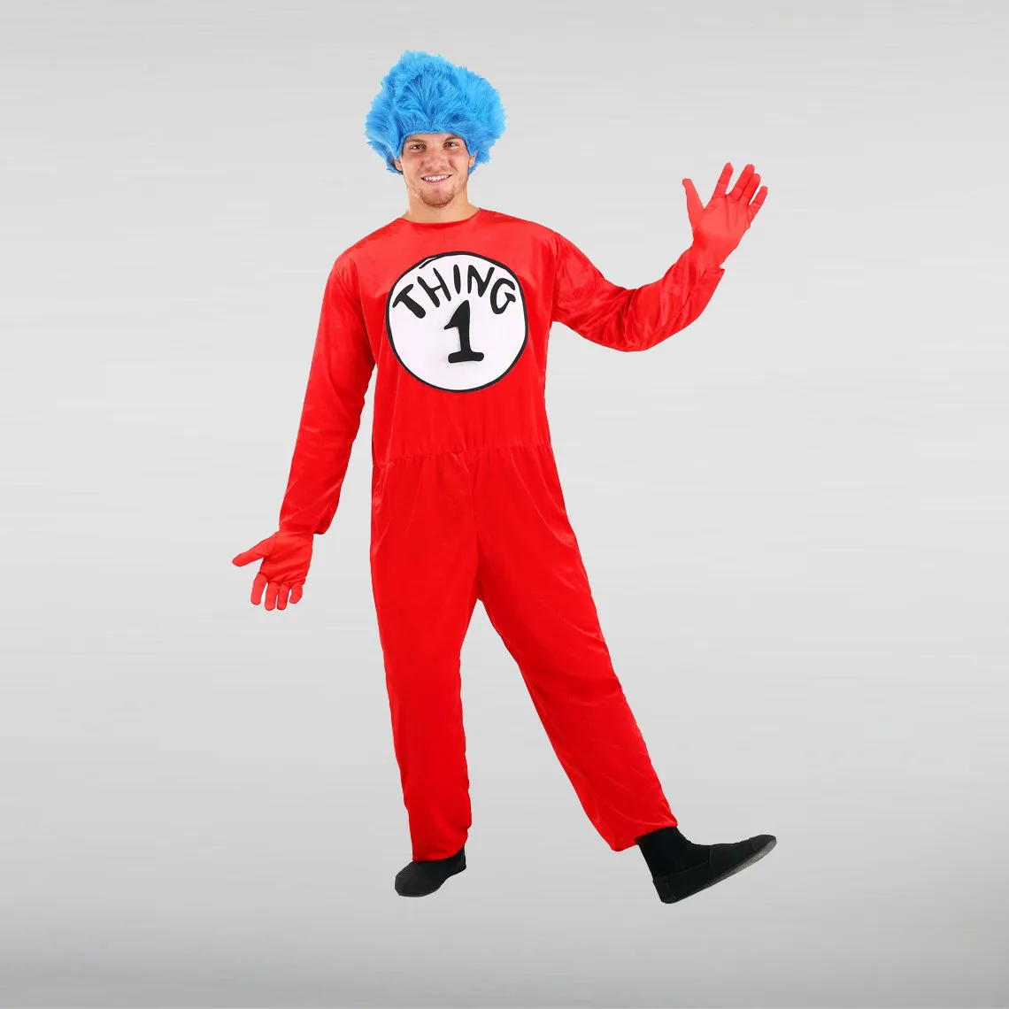 Dr Seuss Adult Thing 1 Halloween Jumpsuit Costume