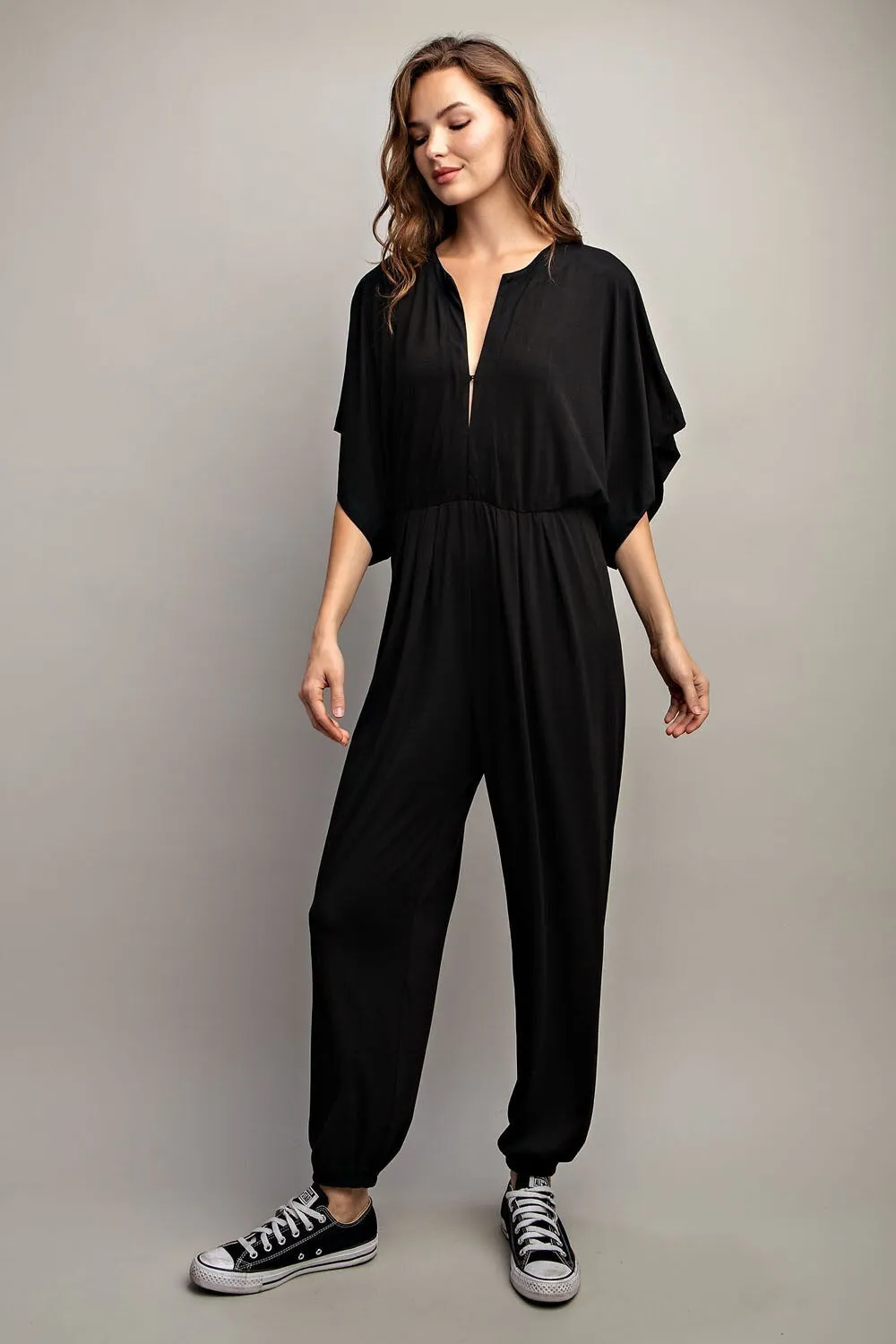 •DYLAN• bat wing, stretch knit jumpsuit