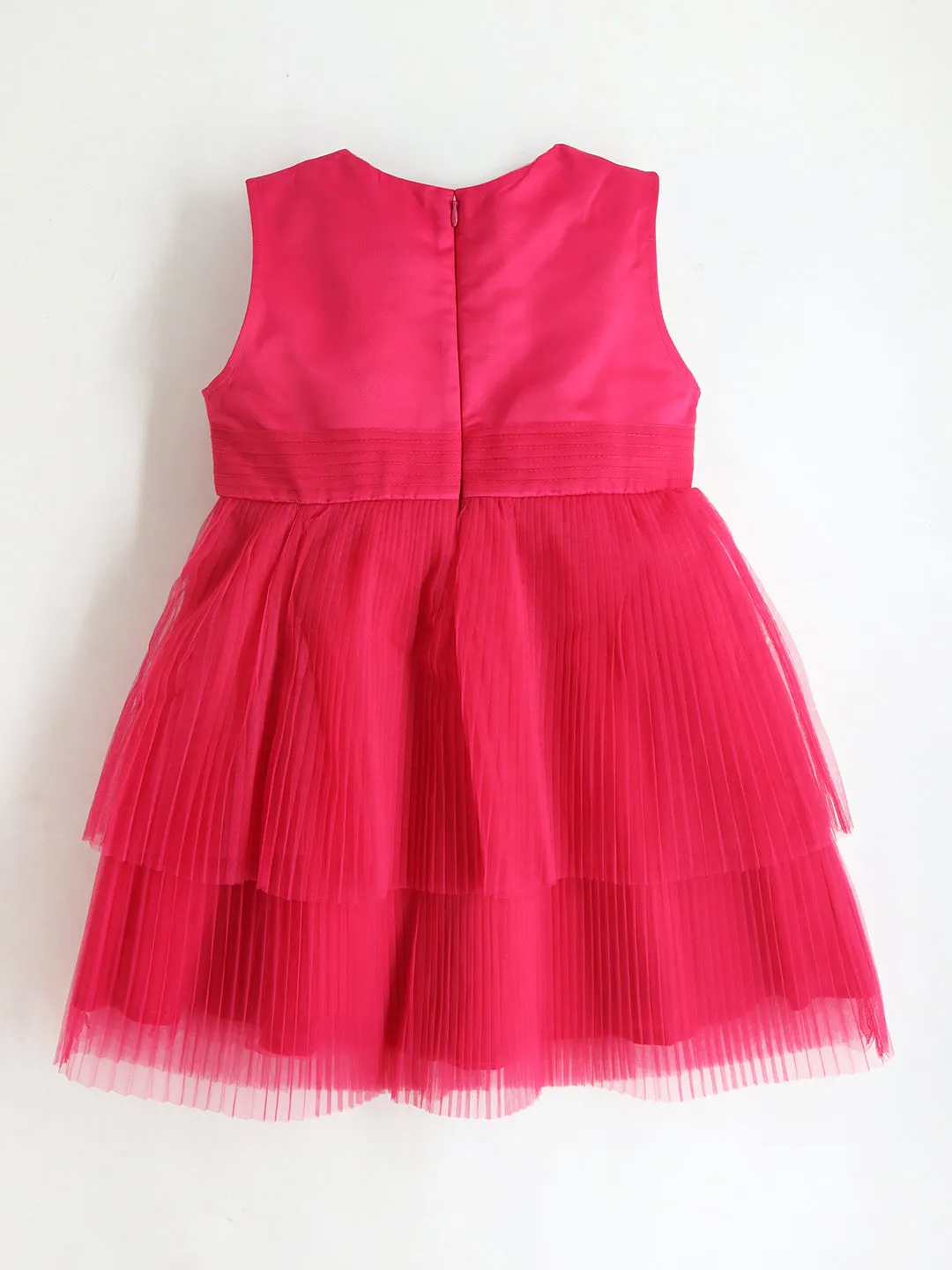 Fashionable Hot Pink Fit & Flare Knee Length Party Dress For Girls