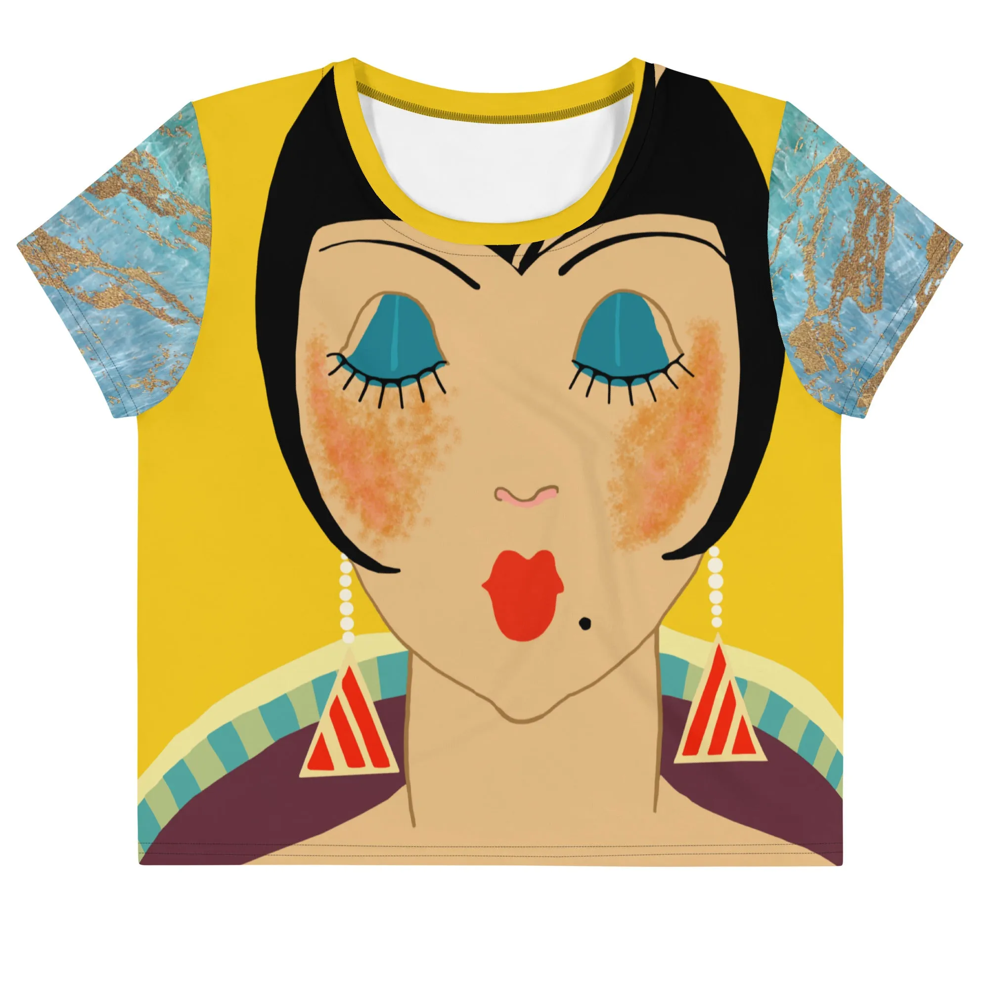 Floral Flapper Girl Art Deco Crop Tee