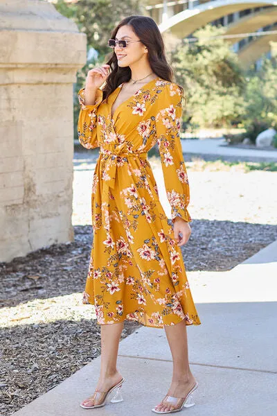 Floral Long Sleeve Midi Dress