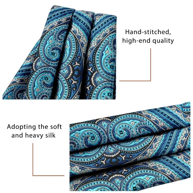 Floral Paisley Ascot Cravat Scarf - BLUE/BEIGE