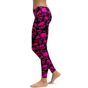 Fluro Pink Skull Leggings