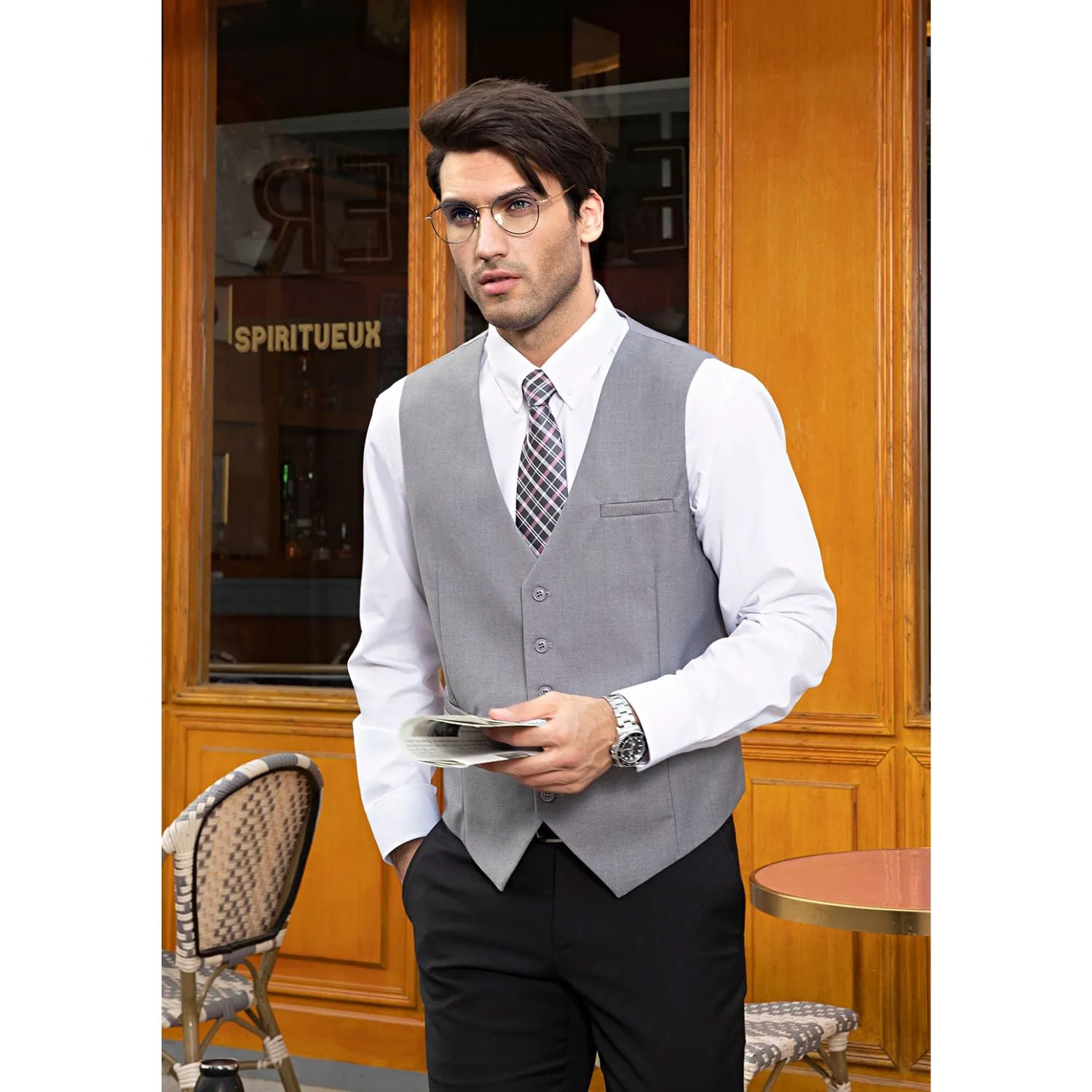 Formal Suit Vest - LIGHT GREY