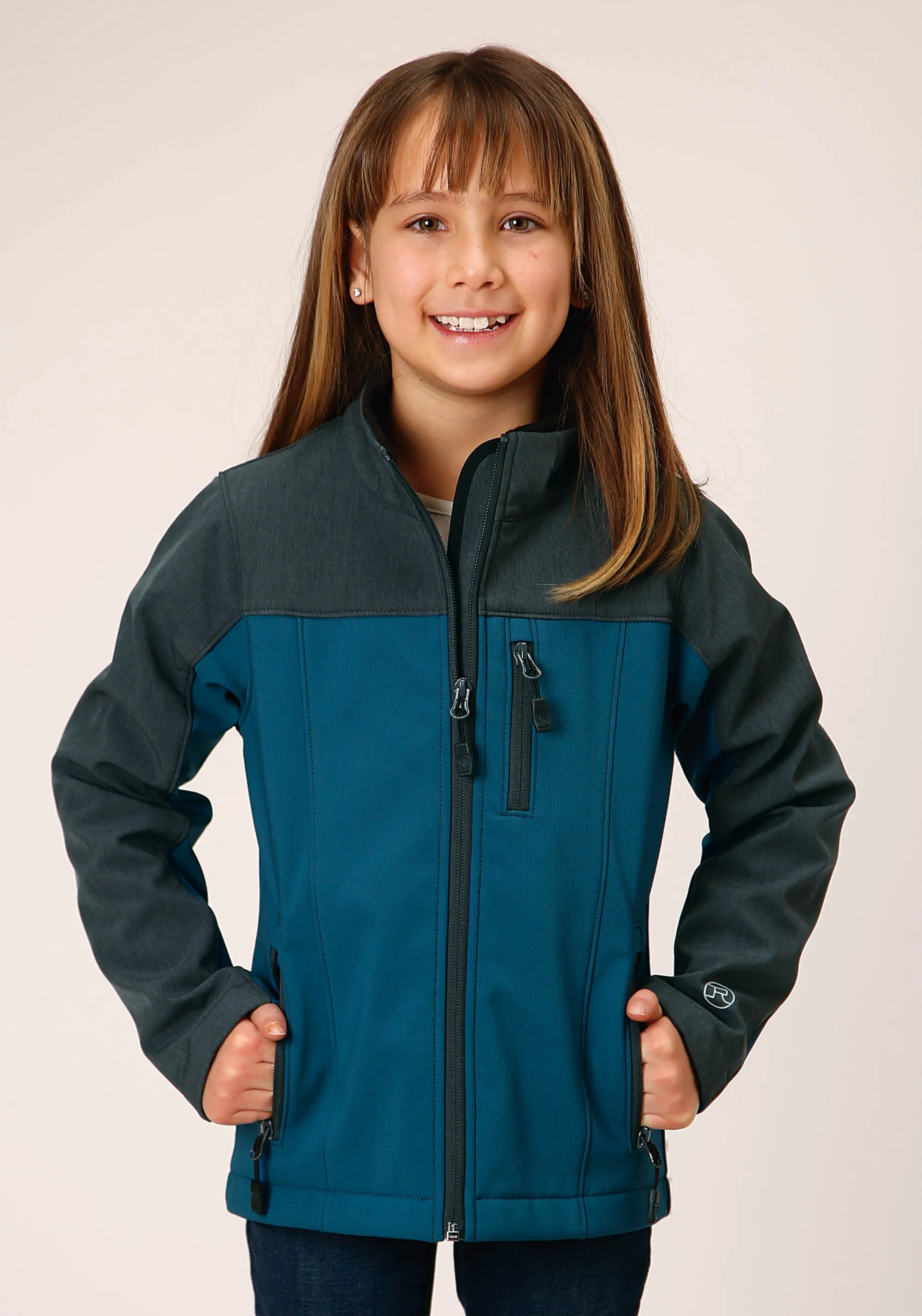 GIRLS  GREY GREY COMBO SOFT SHELL TECH JACKET