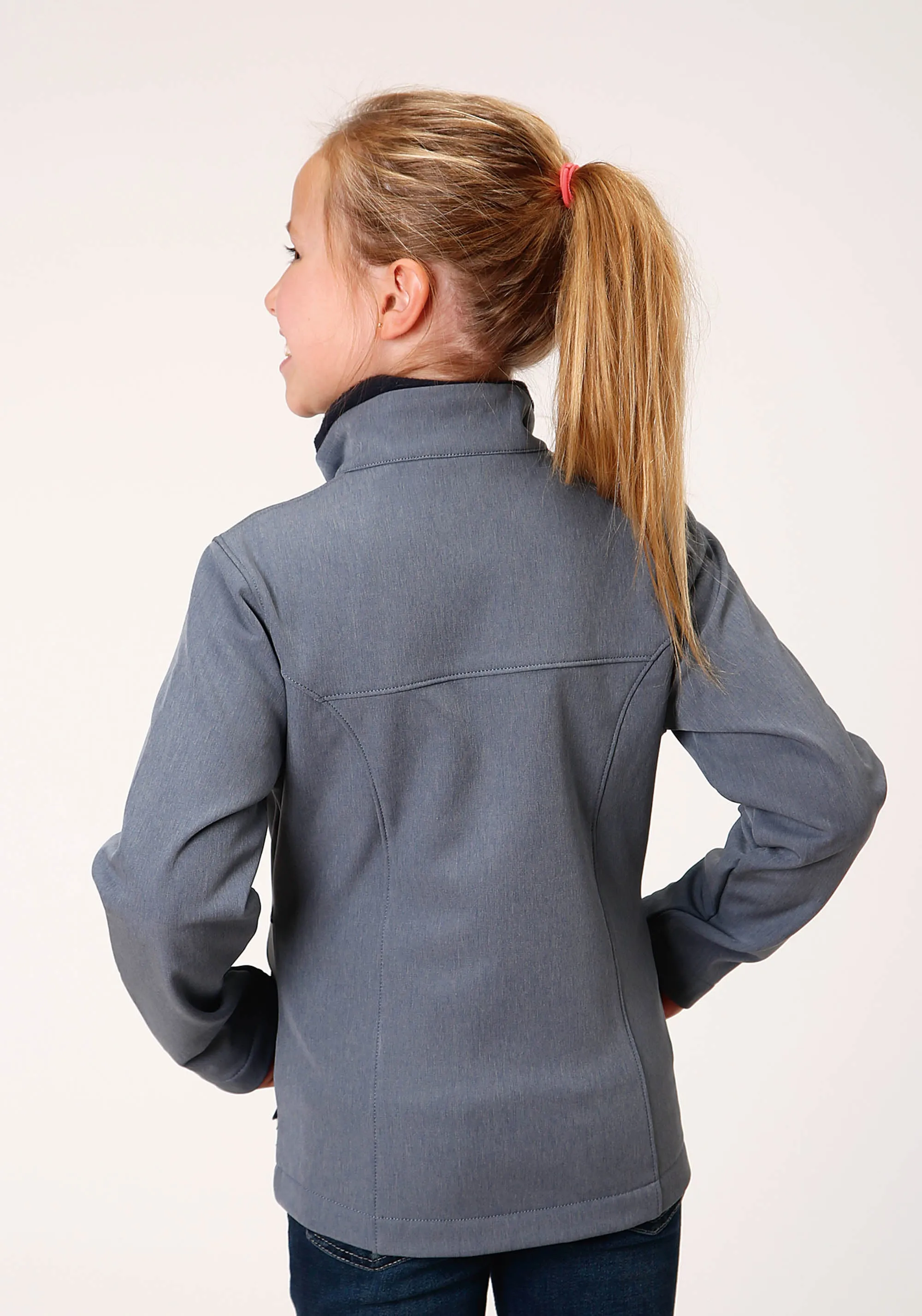 GIRLS  HEATHERED BLUE SOFTSHELL TECH JACKET